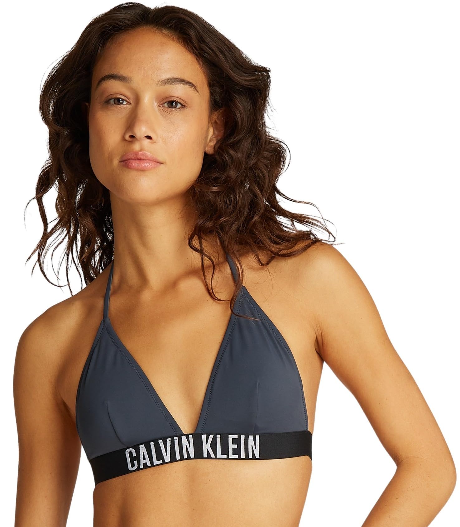 Calvin Klein Women’s Triangle Halterneck Bikini Top, Blue (India Ink), XS