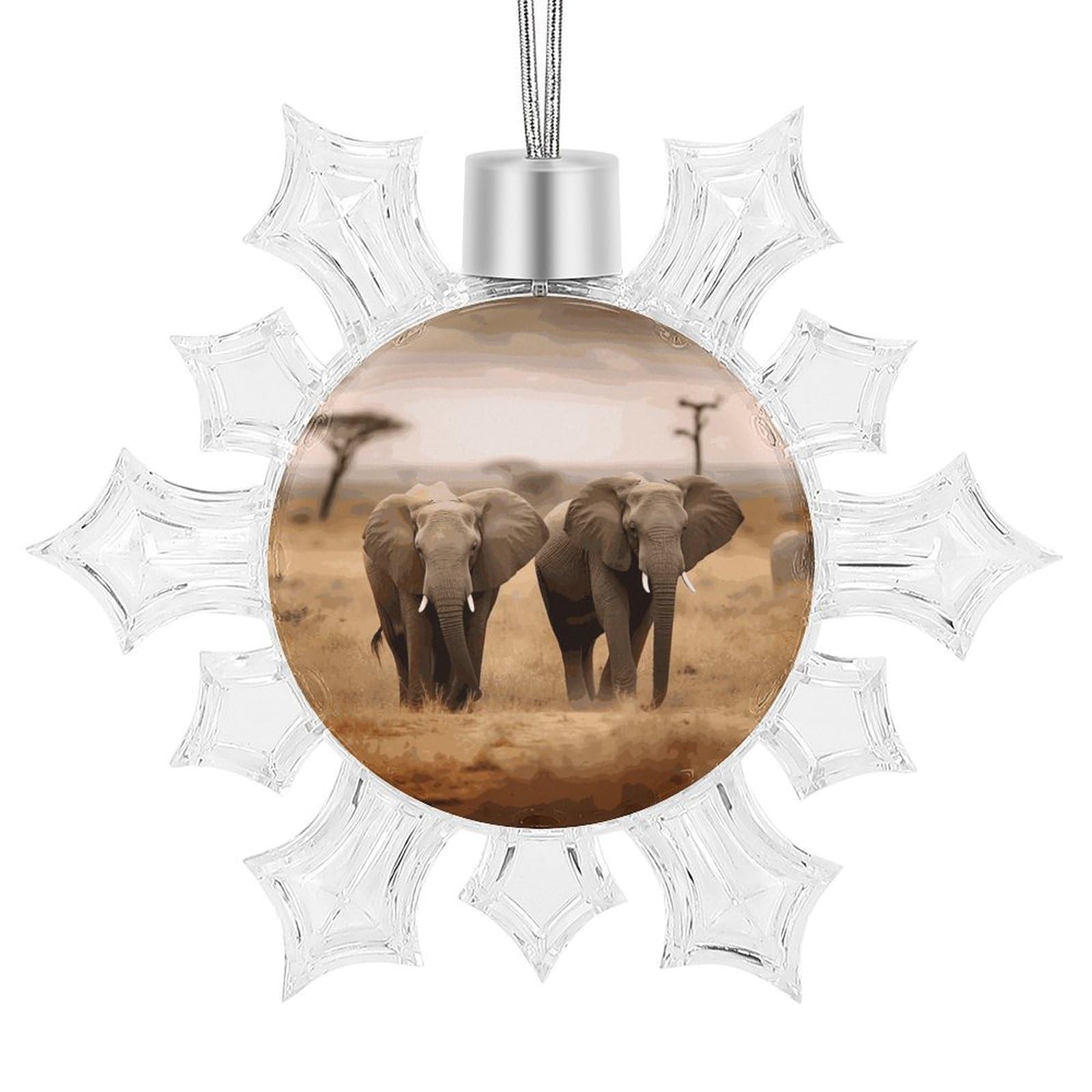 Wild Animals Elephants Snowflake Decorations,Christmas Decorations，Christmas Indoor Winter Wonderland Decor，Hanging Ornaments for Xmas Tree Winter New Year Party Supplies