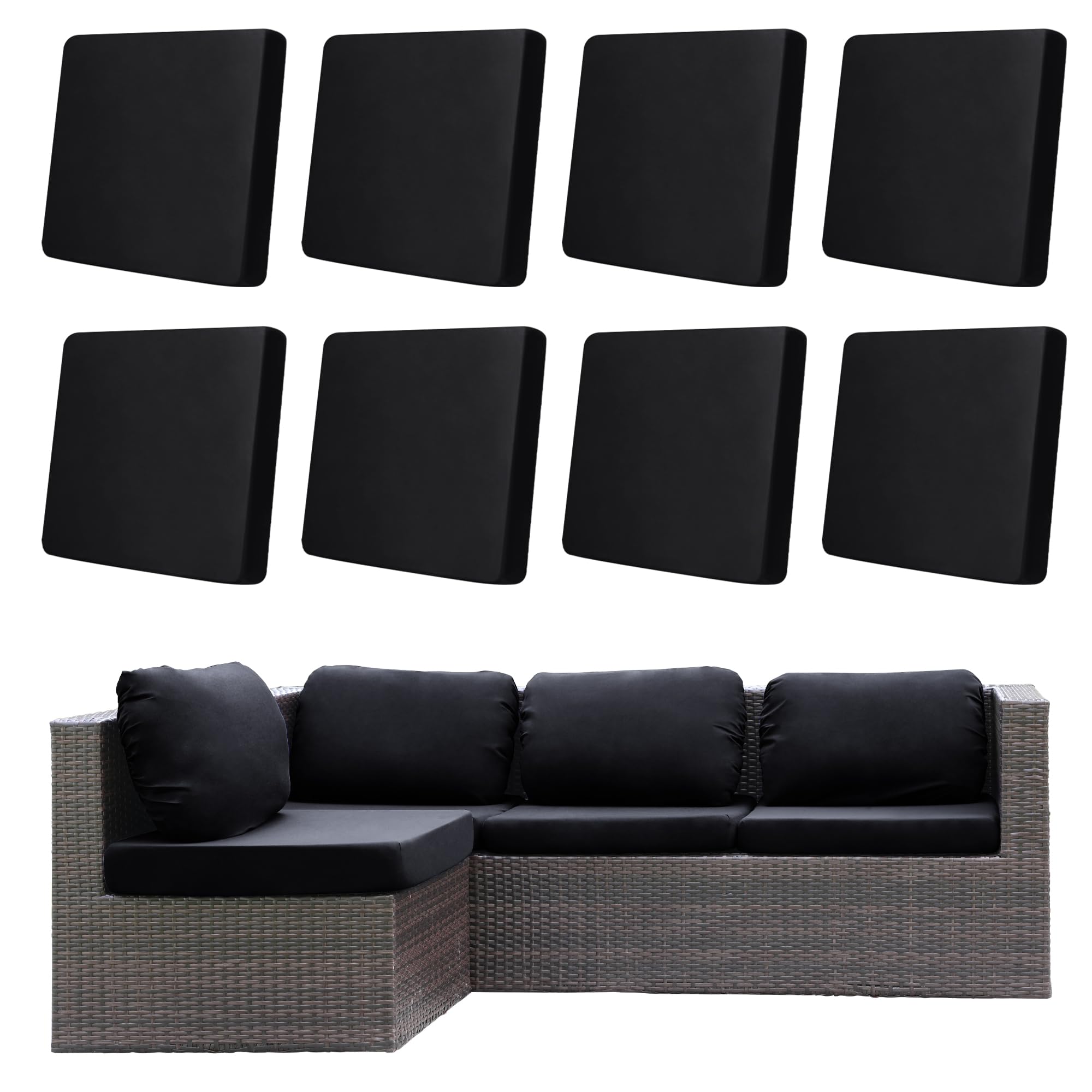 Photo 1 of DREAHOTEXTIL 8Pcs Outdoor Cushion Covers, Patio Cushion Covers,Stretch Elastic Slipcovers, Replacement Washable & Reusable Furniture Protector for Patio Couch (Navy Blue,Cover Only)