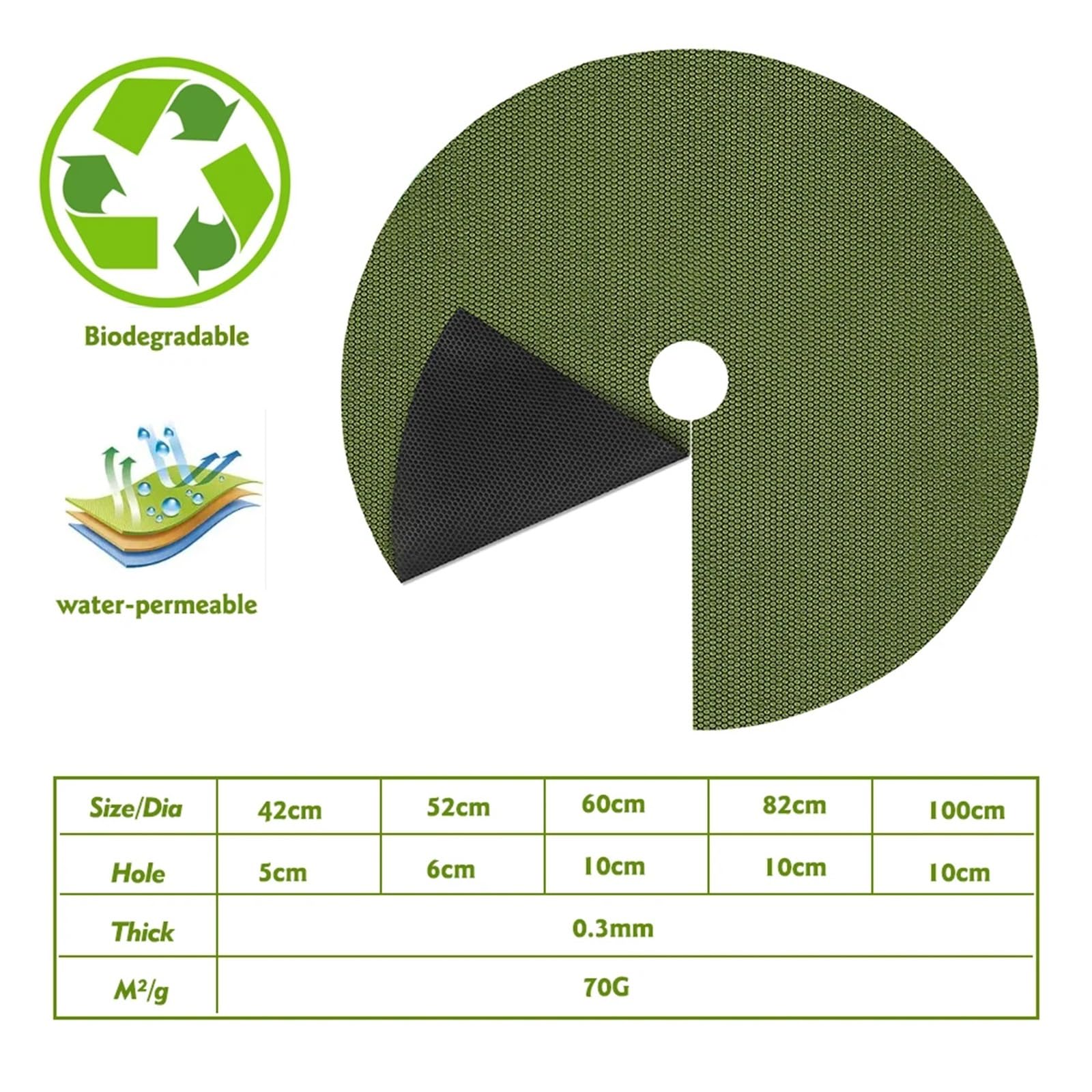 Unkrautvlies 0,3 mm Dickes, rundes Baumschutz-Unkrautschutzmatten-Kontrolltuch for die Wurzelabdeckung von Gartenobstgarten-Topfpflanzen(Round-42cm,20PCS)