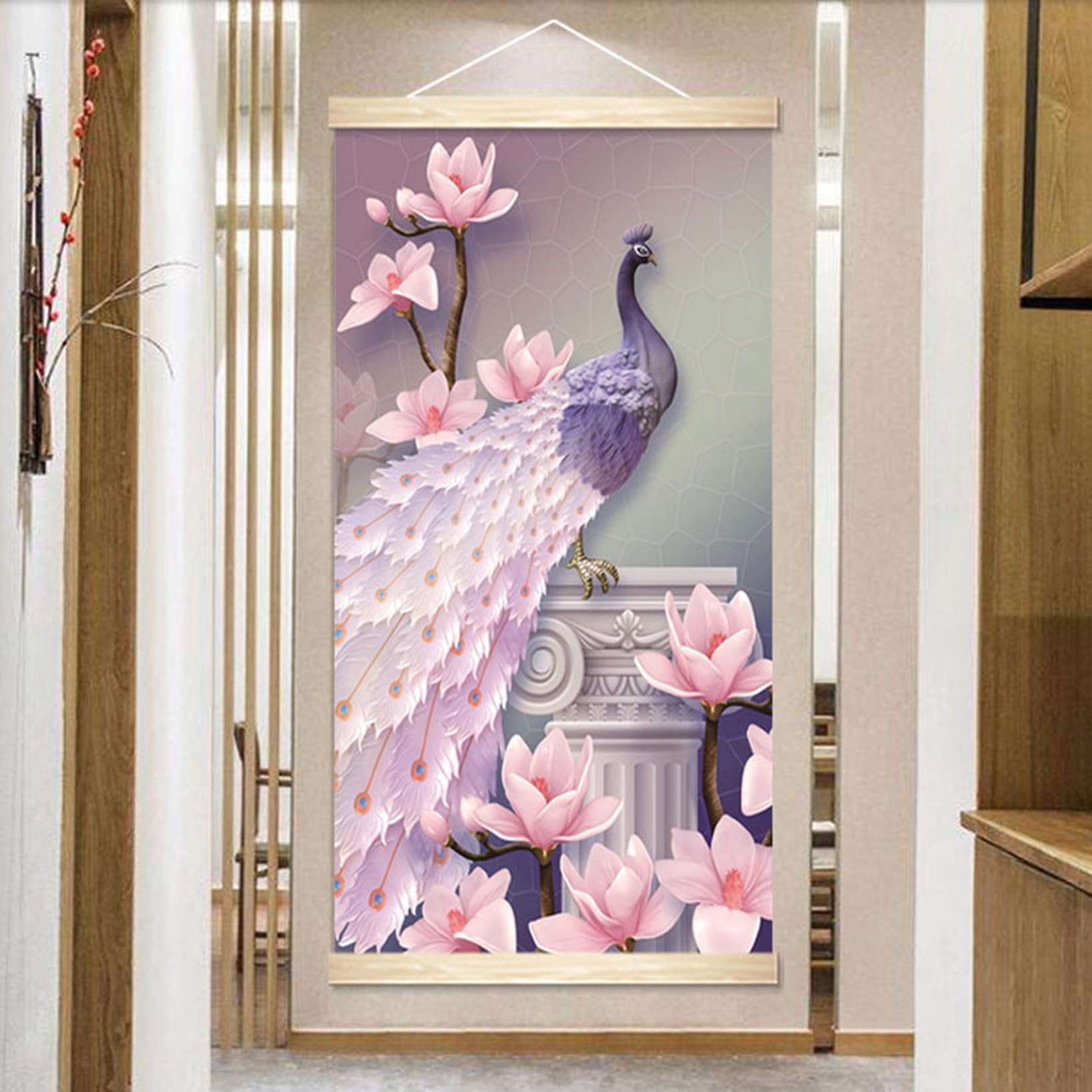 Amazon.co.jp: [LJKI] 掛け軸 おしゃれ 水墨画 80x160cm 花鳥図 四季