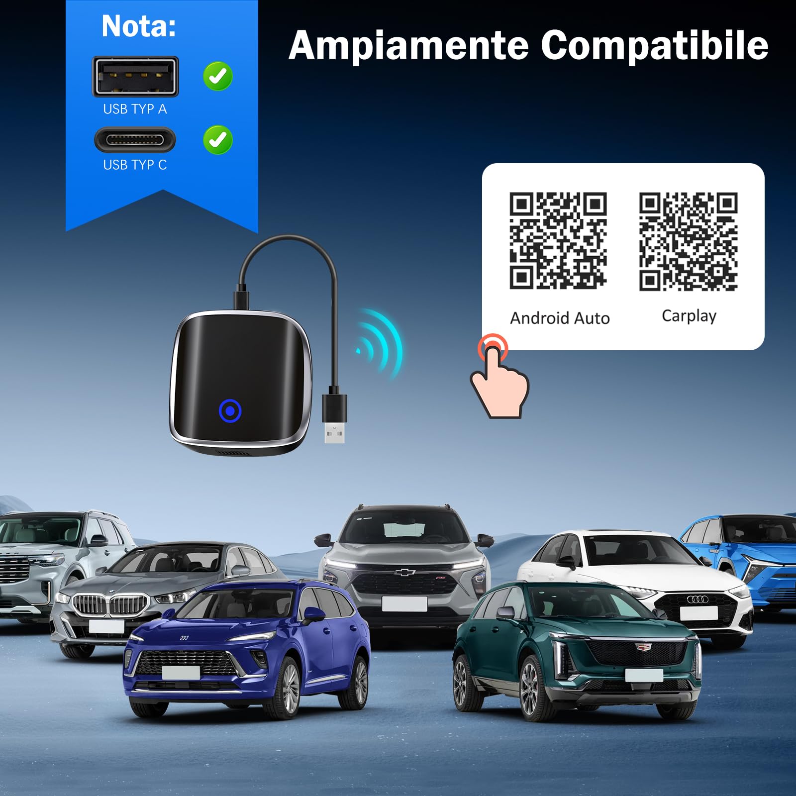 Wireless CarPlay Adapter 2-in-1 – Kabellos CarPlay & Android Auto, Plug & Play, Stabile Verbindung Für IOS & Android