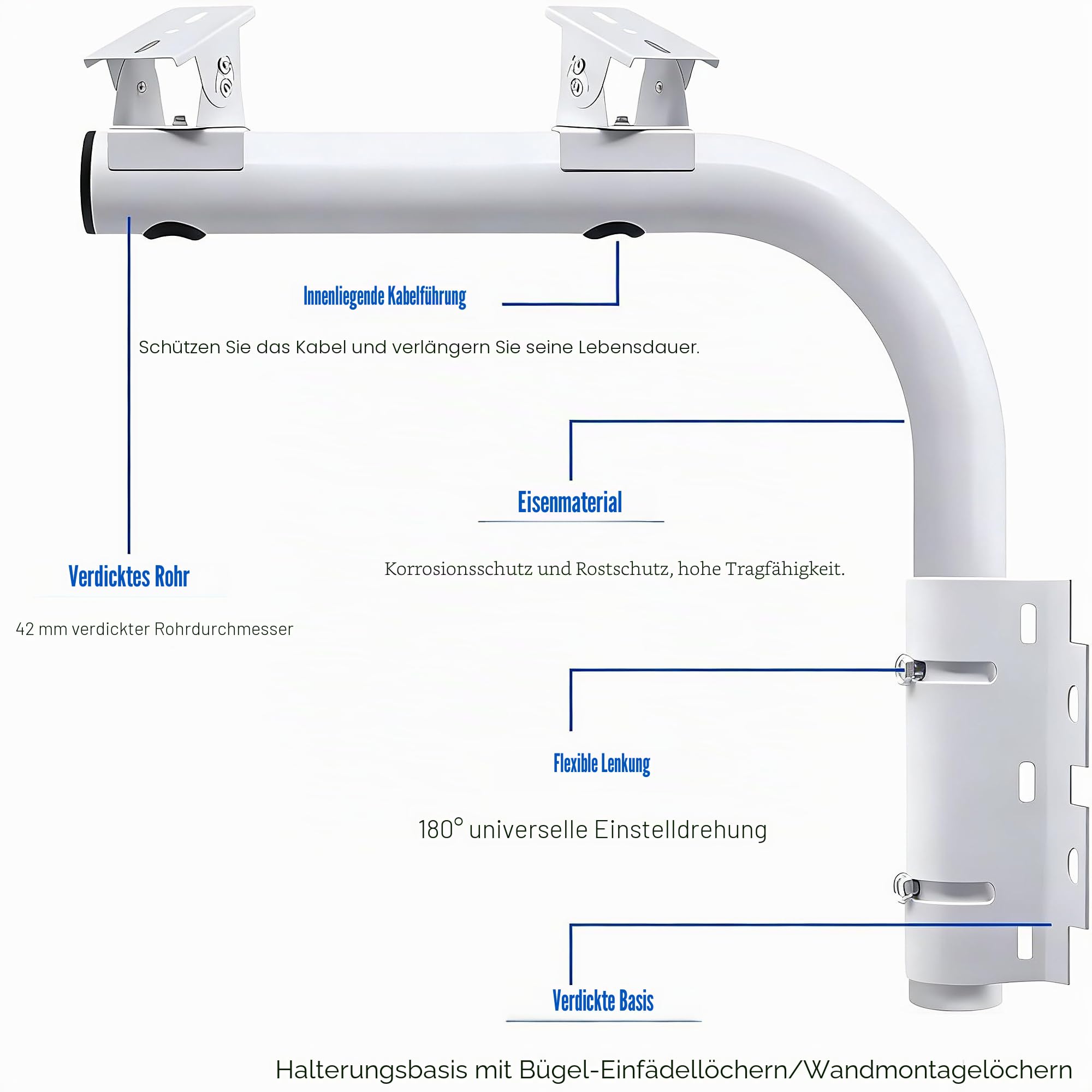 Heavy Duty Dual Mount 40CM Armhalterung für Überwachungskamera, Verstellbare Universal Wandhalterung mit 2 Halterungen, für CCTV Sicherheitsüberwachungssystem Drinnen und Draußen