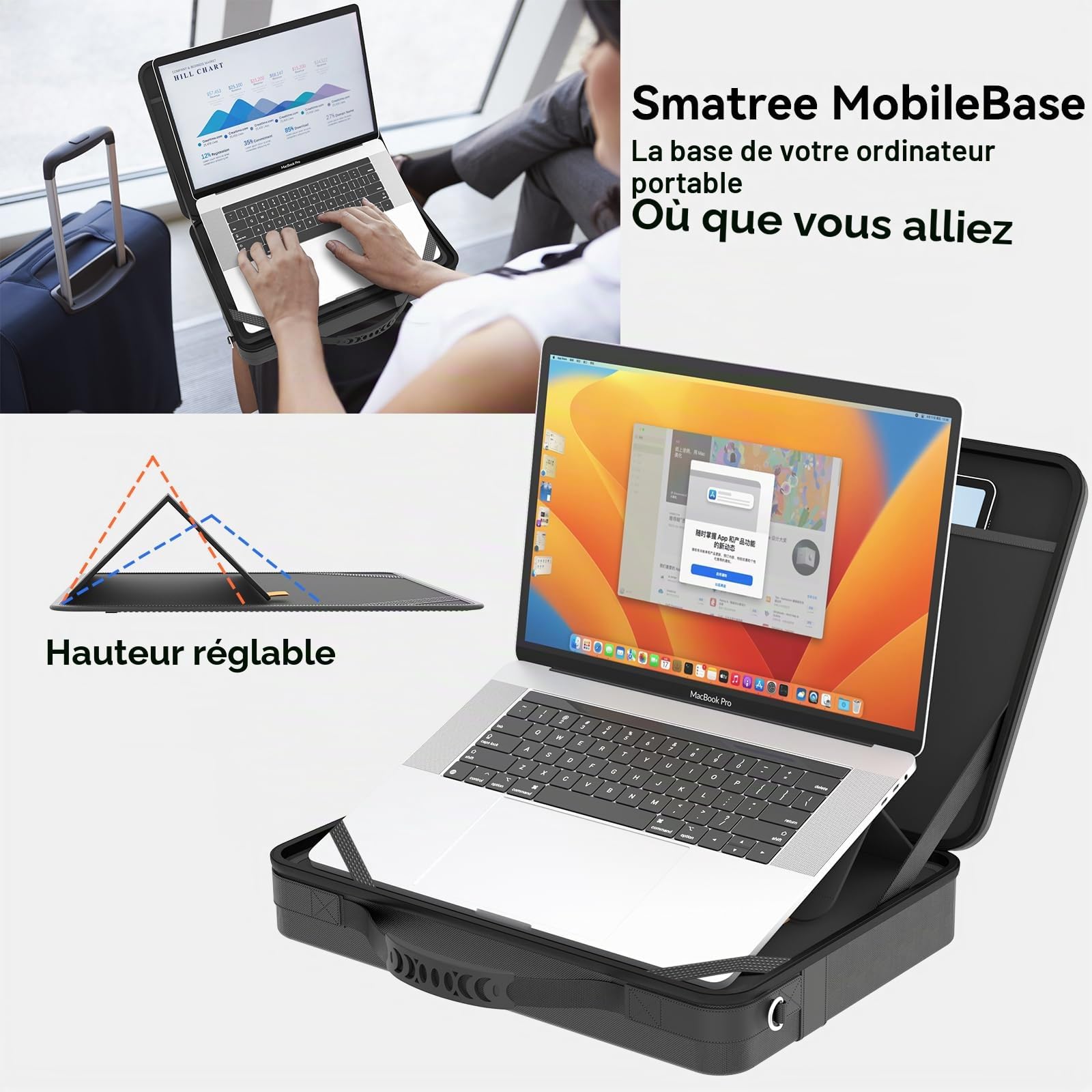 Smatree Sac à bandoulière pour ordinateur portable avec support(A485S), Noir - pour Apple, per 15-16 pollici Apple Macbook (A485S)