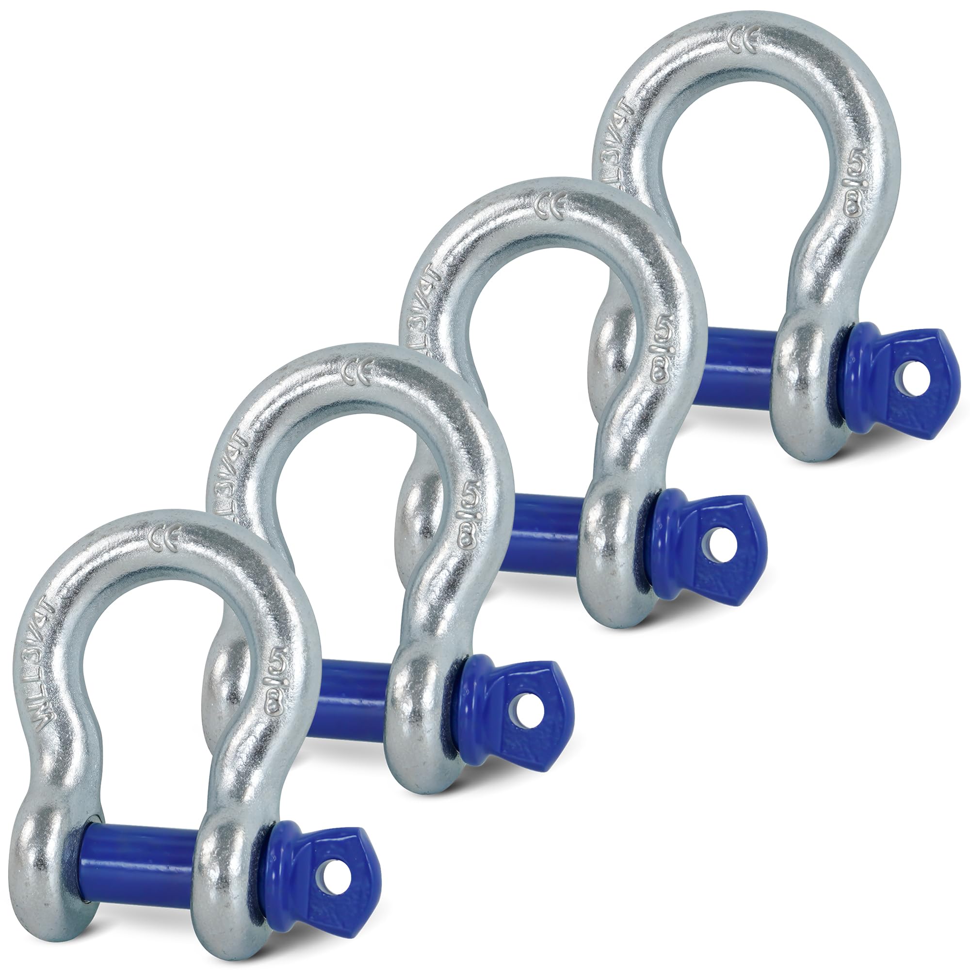 Krytonel 4 Pack 5/8" D Ring Shackles with 3/4" Screw Pin, 42,000 lbs Break Strength, Heavy Duty Off-Road Recovery for Tow Strap, Winch, Jeep, Truck - 2