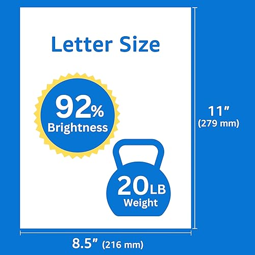 Miniatura 5 de UBMOVE Papel para impresora multiusos, 8.5 x 11 pulgadas, 20 libras, (blanco, 2500 hojas5 resmas)