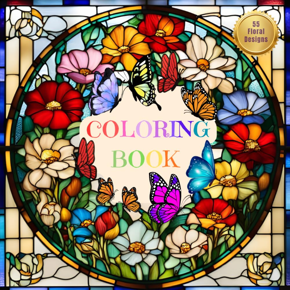 COLORING BOOK: For Adults And Kids, 55 Floral Designs, Relaxing Coloring Enjoyment