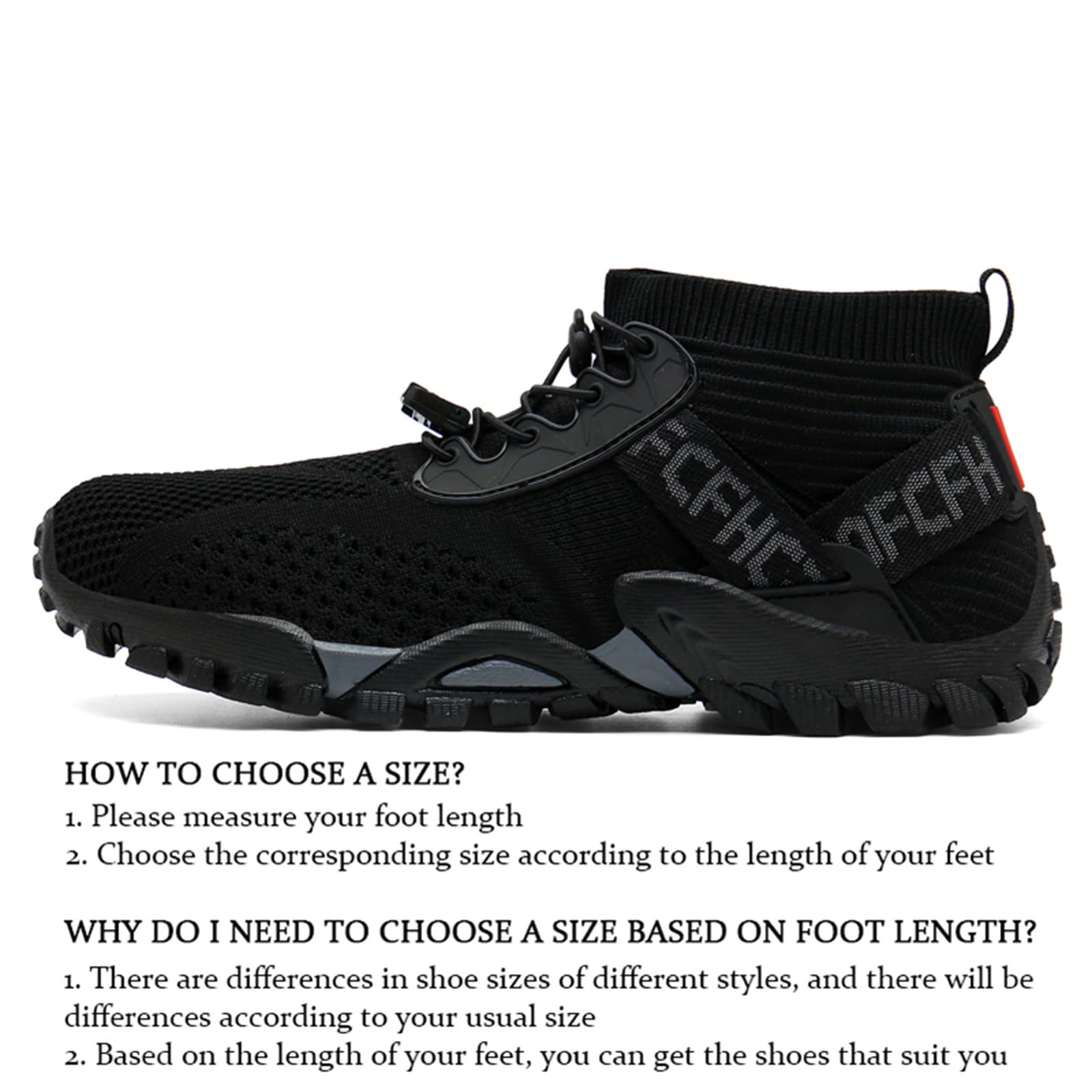 JiuQing Męskie buty do wody Szybkoschnące buty do chodzenia Wsuwane siatkowe buty do wędrówek na plaży Aqua Sport,Black,46 EU