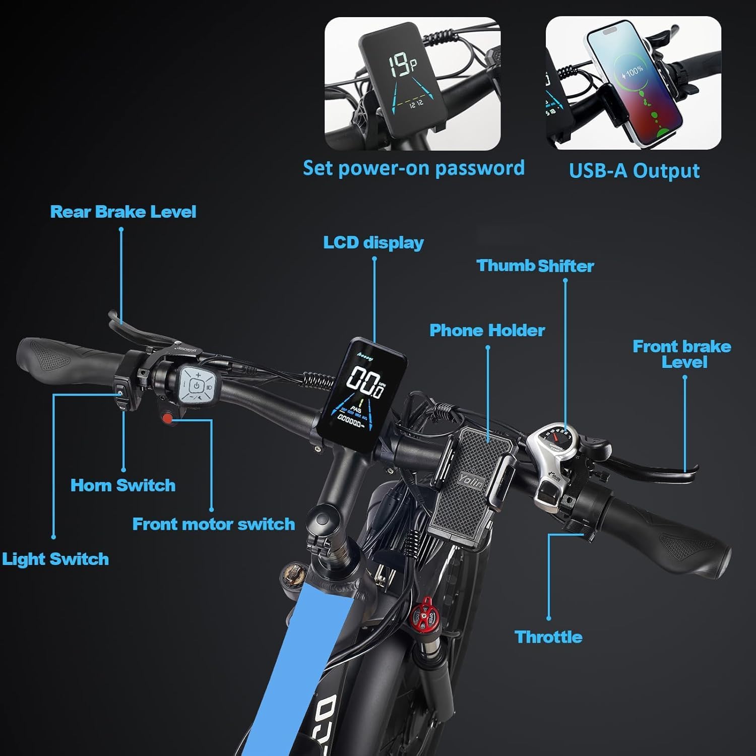 EB7PRO Elektrofahrrad für Erwachsene, Dual-Motor, 52 V, 23 Ah, austauschbarer Akku, hydraulische Scheibenbremsen, 7-Gang-All-Terrain-E-Mountainbike, Pendlerfahrrad