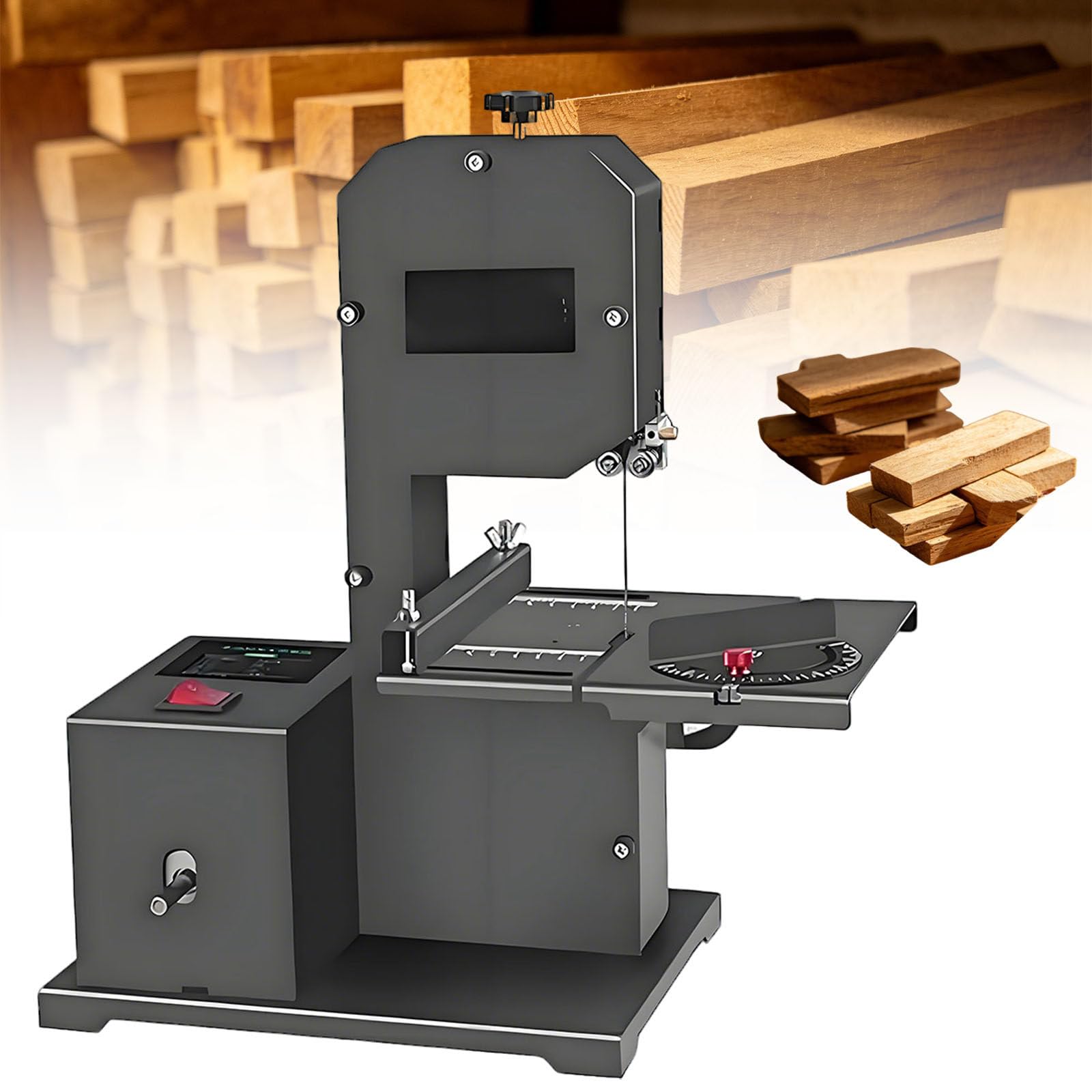 Ymnogjie Multicolor Professional Benchtop Bandsaw With 800W Motor,Wood Cutting Machine,70Mm Cutting Height,90Mm Throat Depth,Curves + Straight Cuts,Adjustable Bevel Cuts For Small Workshops