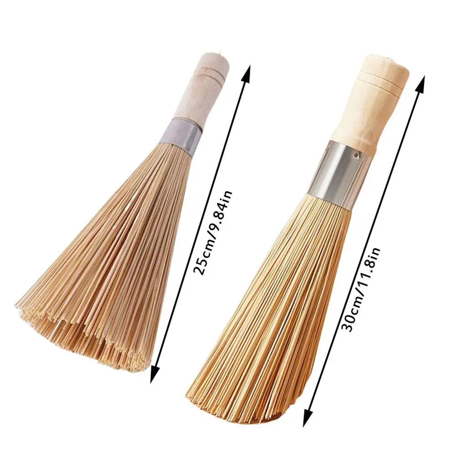 Cepillos para Fregar los Platos, Cepillo for ollas, Mango Largo, Limpieza de Wok, fregador de Platos, Limpiador de cacerolas, 30cm, 25cm de Madera | Style 05