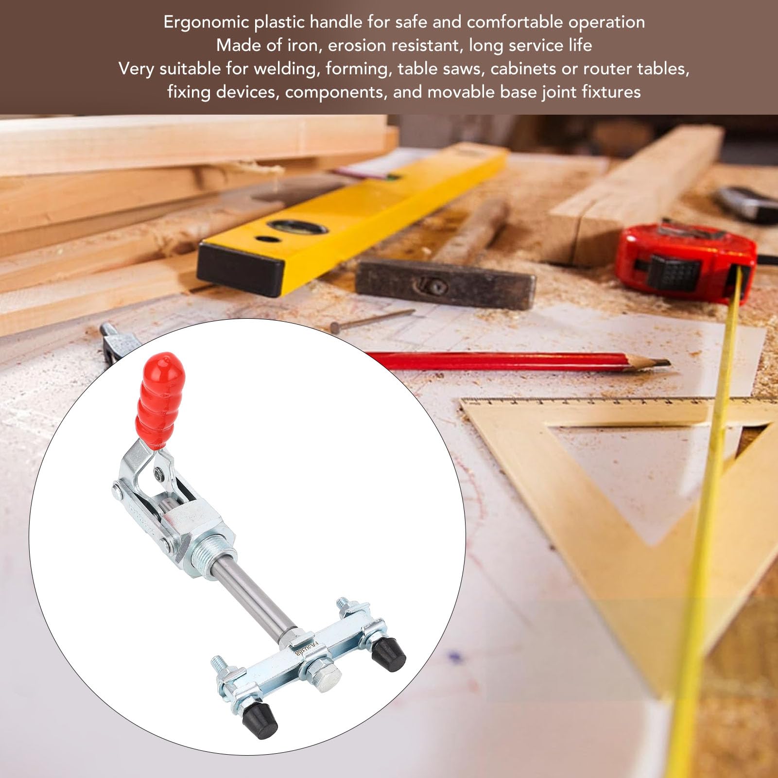 Push Pull Toggle Clamp:65.5mm Stroke 318kg Clamping Force Quick Release Clamp with Double Heads for hardware fixation(FA3038B large size)