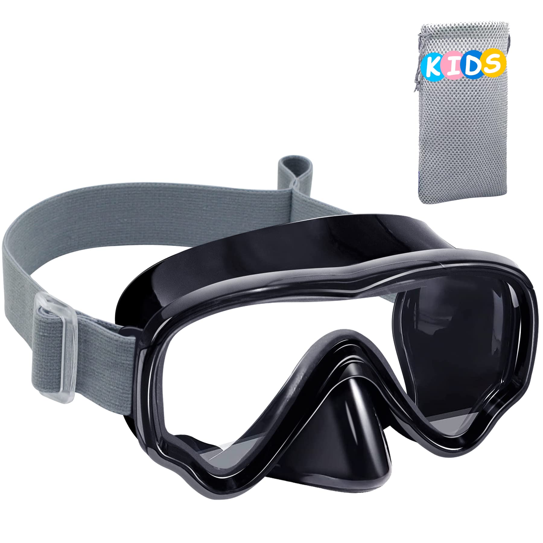 Vvinca Kids-Goggles with Nose Cover, Diving Mask Elastic Fabric Strap Anti Fog Anti Shattered Lens for Kids Swim Goggles 3-14