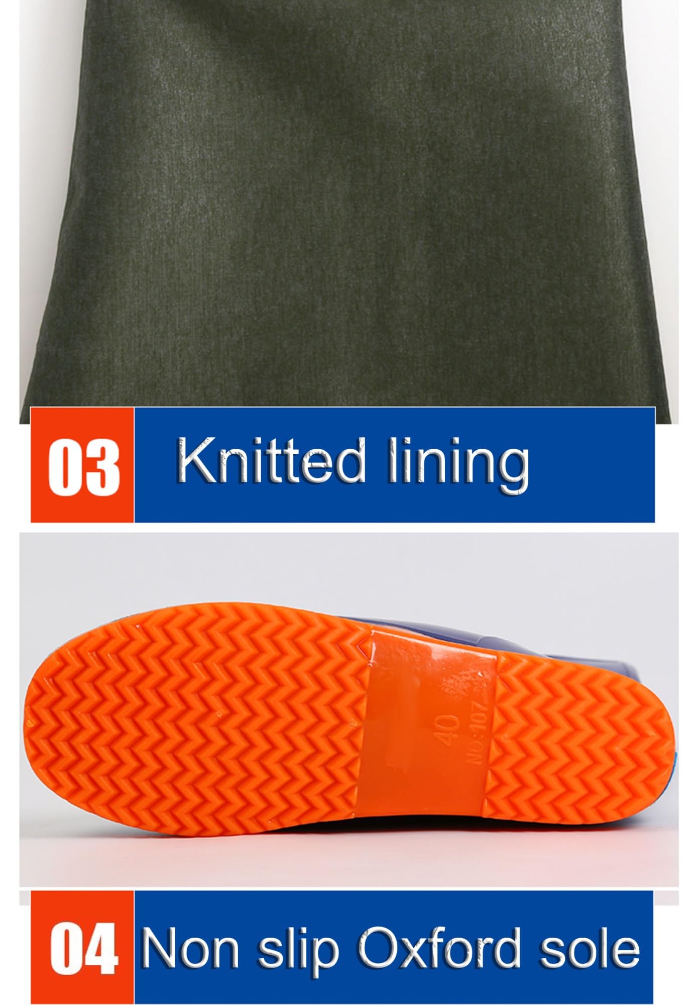 Stivali A Coscia Trampolieri da Pesca Impermeabili in PVC, Suola Oxford Antiscivolo e Leggeri per l'agricoltura, Il Giardinaggio e l'estrazione mineraria(44 EU)