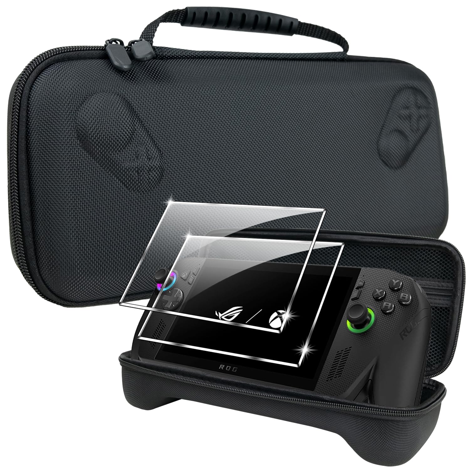 Lemxiee Accessories for Rog Xbox Ally X & Rog Xbox Ally Case + [2 Pack] Tempered Glass for Rog Xbox Ally X & Rog Xbox Ally Screen Protector Protection Travel case Handbag