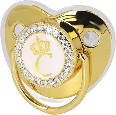 Gold Letter Pacifier Infant Pacifier Home Travel Fashion Portable Silic Alloy C