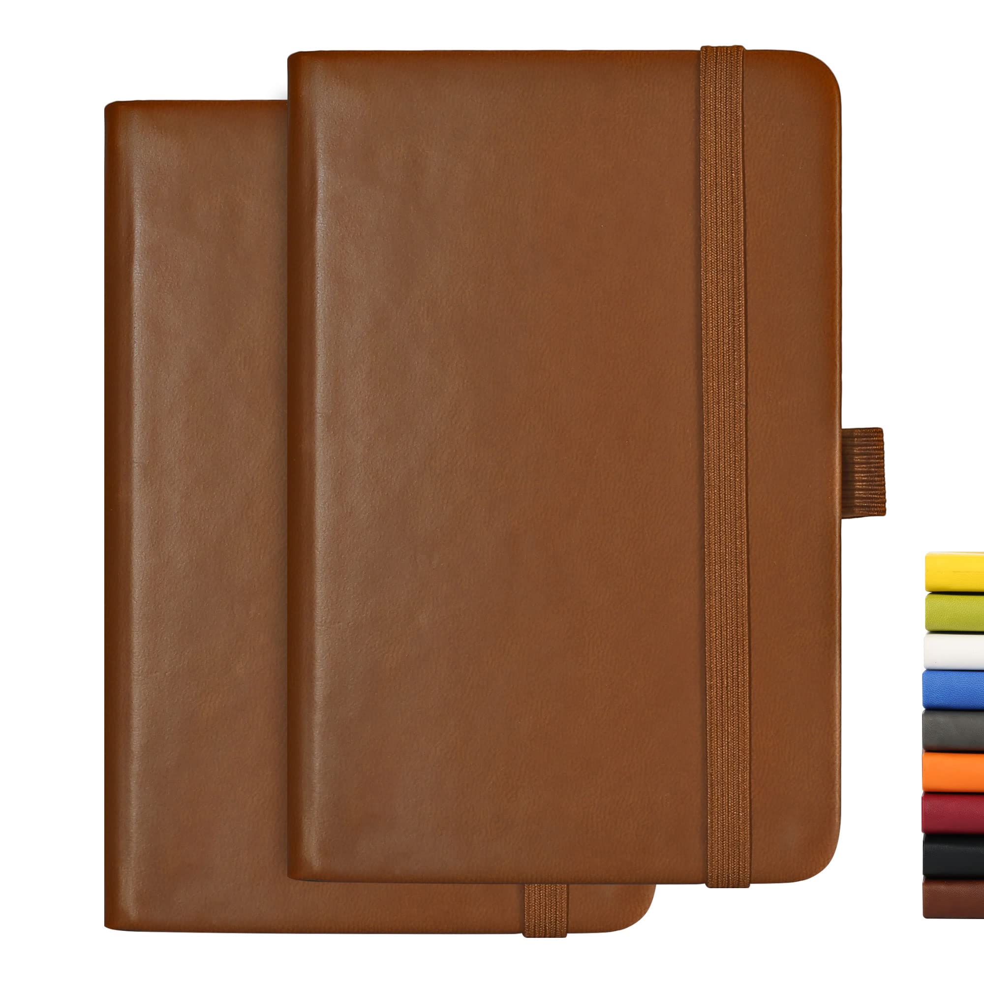 Photo 1 of Deziliao 2 Pack Pocket Notebook Journal with Pen Loop, 3.8" x 5.7" Mini Journal Notepad Small Notebook,100Gsm Premium Thick Paper with Pocket?Brown, Ruled?