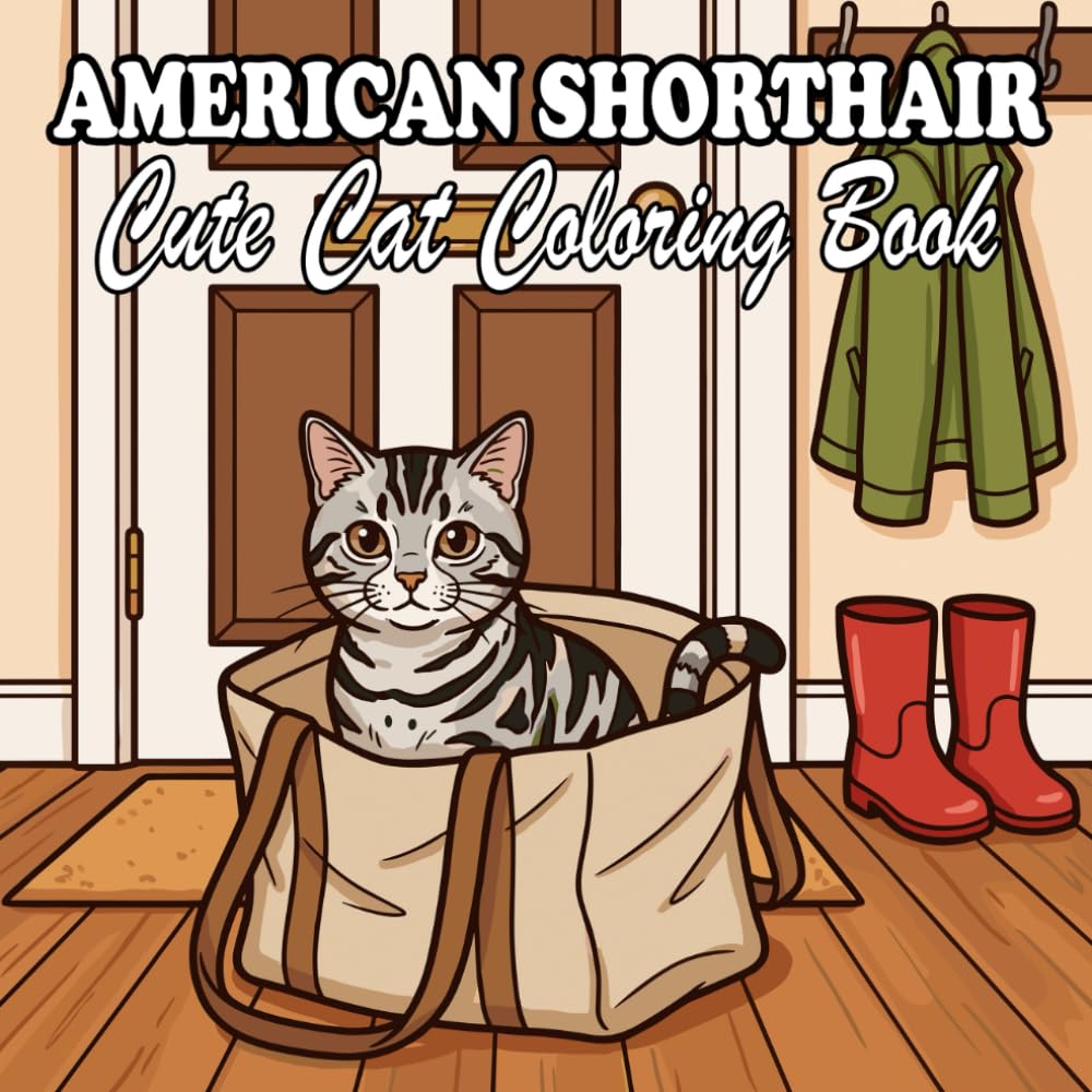 American Shorthair Coloring Book: Cozy Everyday Cats for Kids and Adults