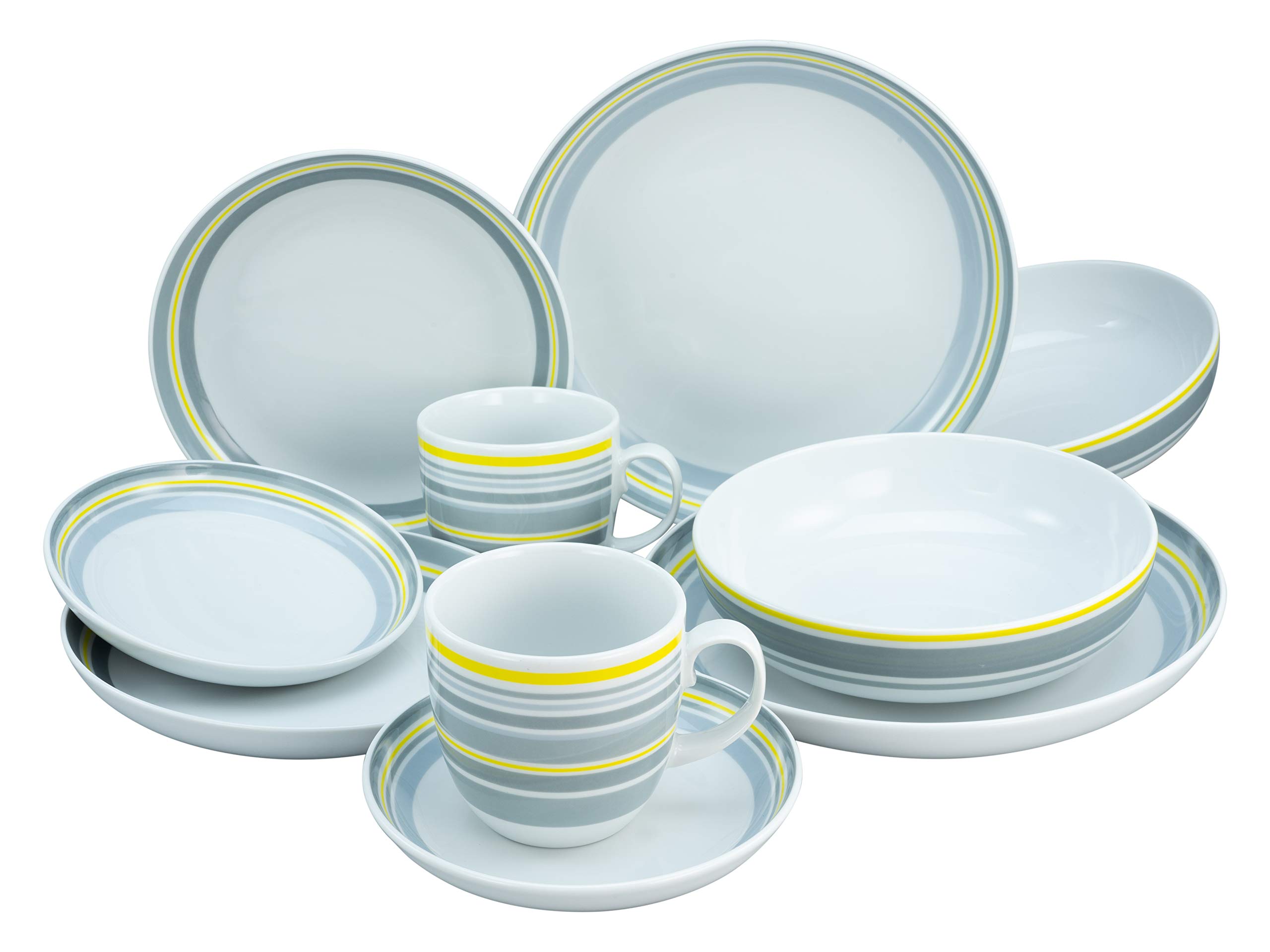 CreaTable, 22902, Serie Allround - Trend Line, 10-teiliges Geschirrset für 2 Personen, Kombiservice aus Porzellan, spülmaschinen- und mikrowellengeeignet, Made in Europe