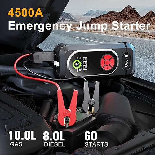 Miniatura 2 de Arrancador portátil para automóvil con compresor de aire, paquete de batería de arranque de 150 PSI 3000A (10.0 L de gas8.0 L diesel), caja de