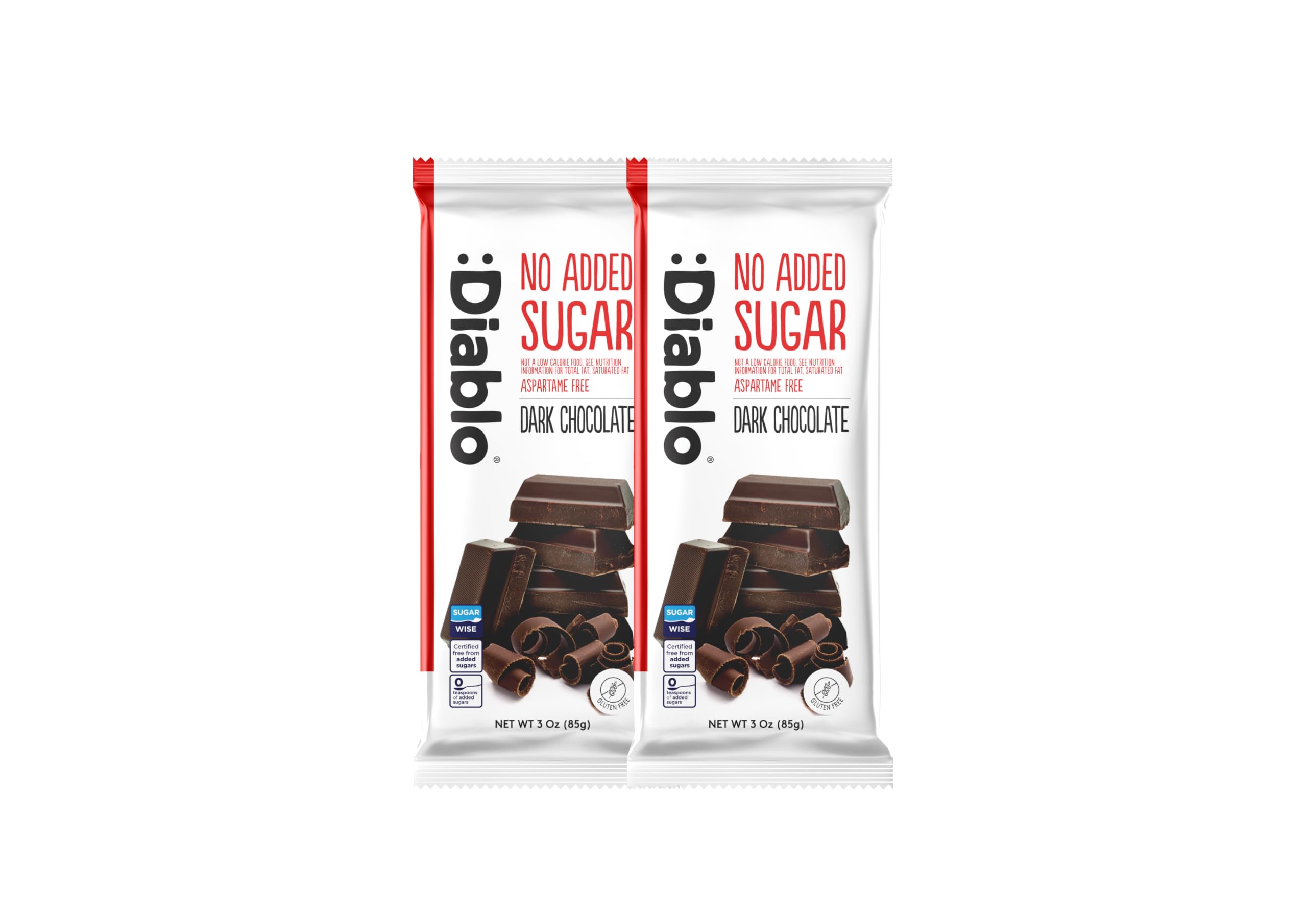 Diablo Dark Chocolate - Maltitol Sweetened, Low Carb, Keto Friendly Sugar Free Chocolate Bar - Celebrate any Occasion, Birthdays, Valentines, Anniversary and More, Perfect for Gifting - 85g - 2 Packs