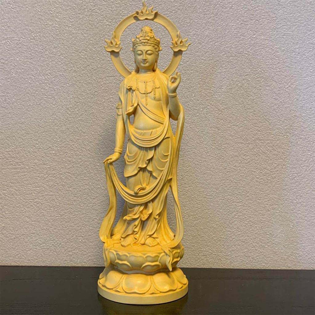 Estatua de Buda, Figura de Madera de Tallada, Buda Guanyin, Decoración Meditativa, Ideal para Sala de Estar Y Dormitorio, Par, M