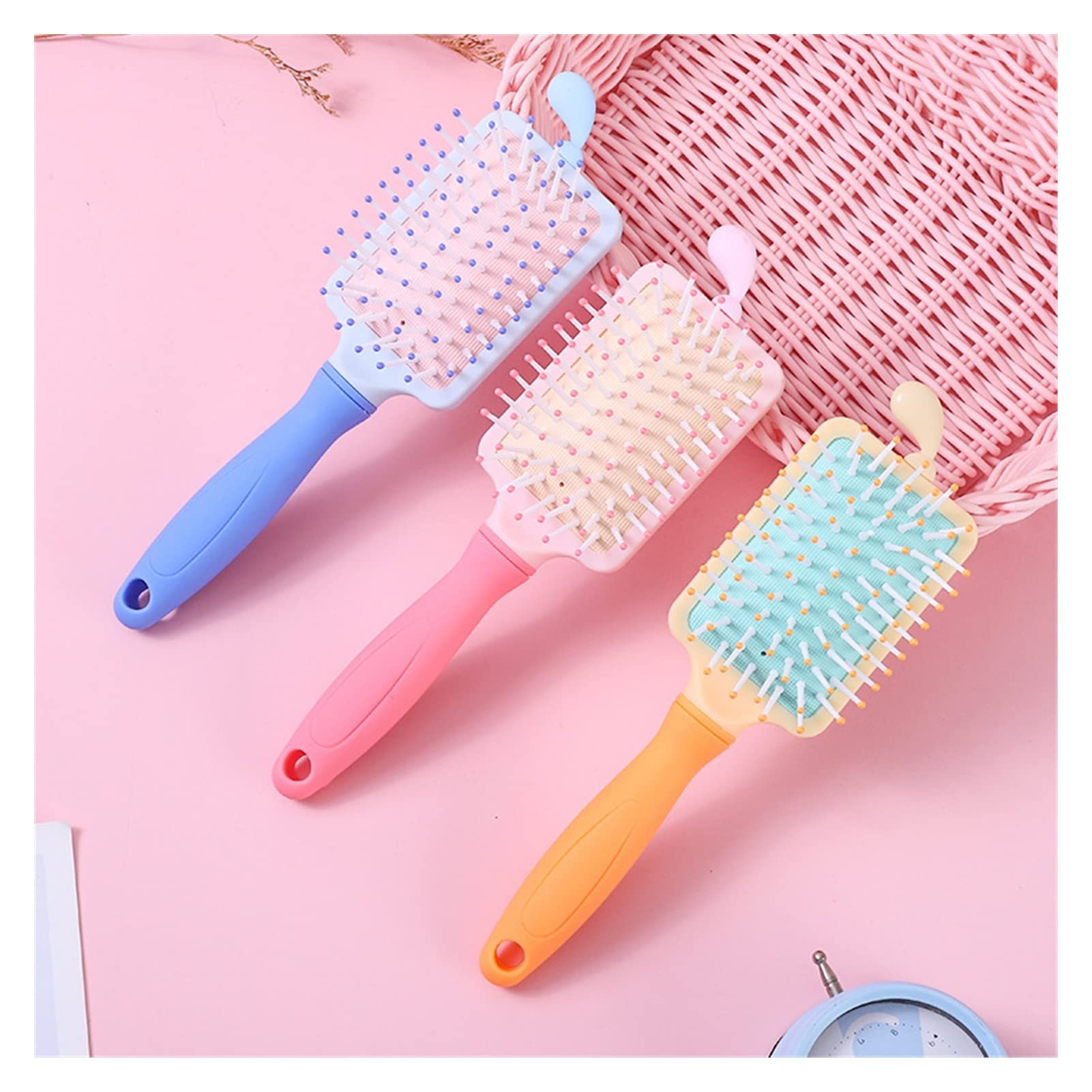 9 Set de Peine de cerdas Nylon Crudo Abdominales Cepillo Redondo for Cabello Lindo cojín de Aire peluquería Pincel for el Cabello (Color : A Pink)
