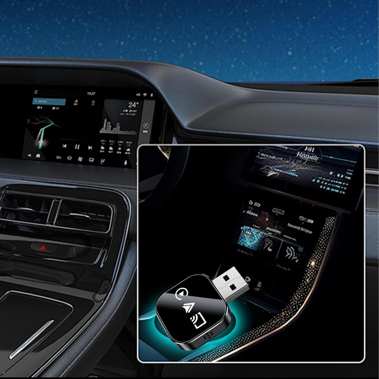 ELNas Adaptador CarPlay Inalámbrico para VW Volkswagen Atlas 2017 2018 2019 2020 2021 2022 2023 2024, Adaptador Inalámbrico CarPlay Plug Play Coches CarPlay,Silver