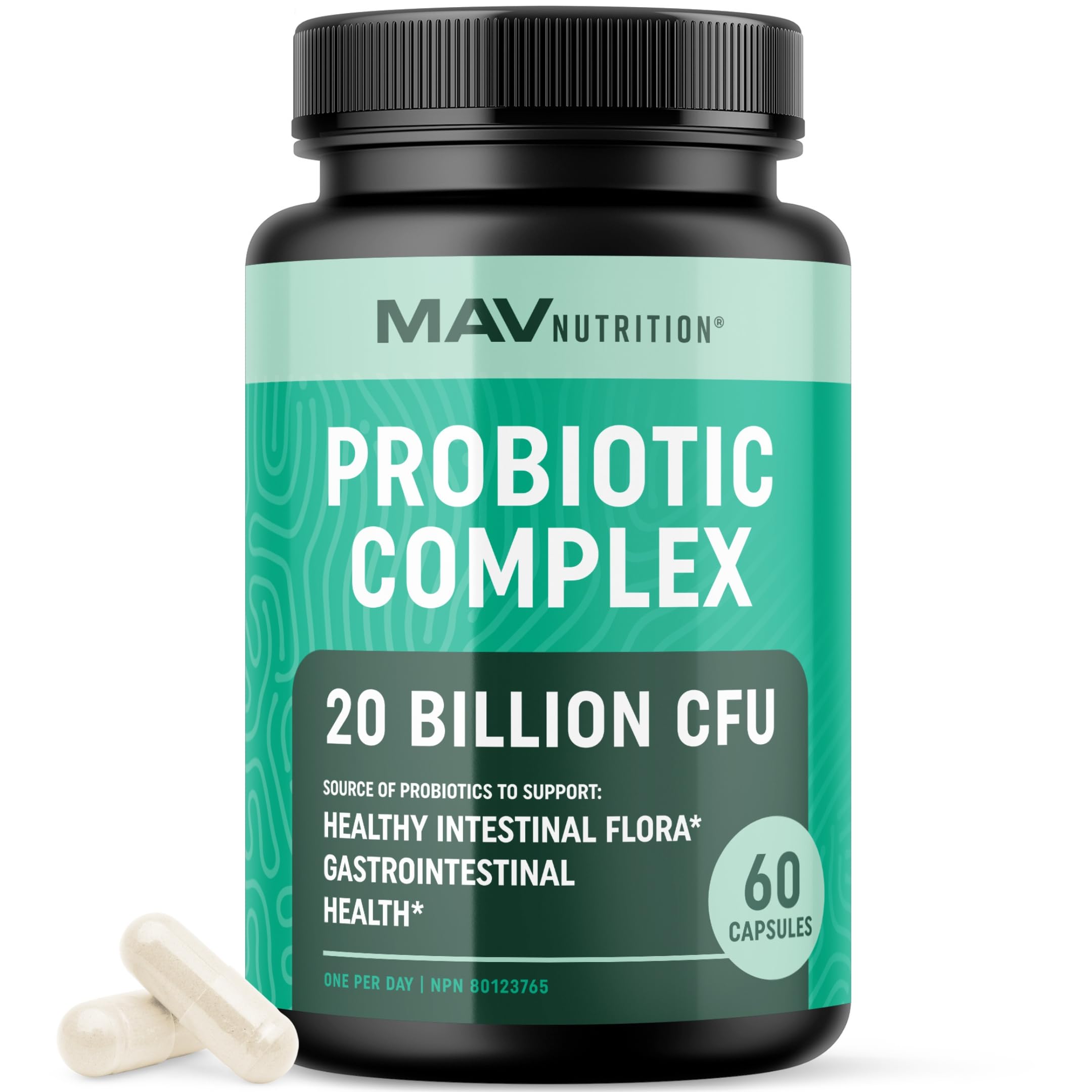 Probiotics 20 Billion CFU | Shelf Stable, No Refrigeration | Probiotic Complex for Women & Men | Immune Health, Enzyme Balance, Bloating Relief & Gut Support Supplement | Made in Canada | 60 Ct