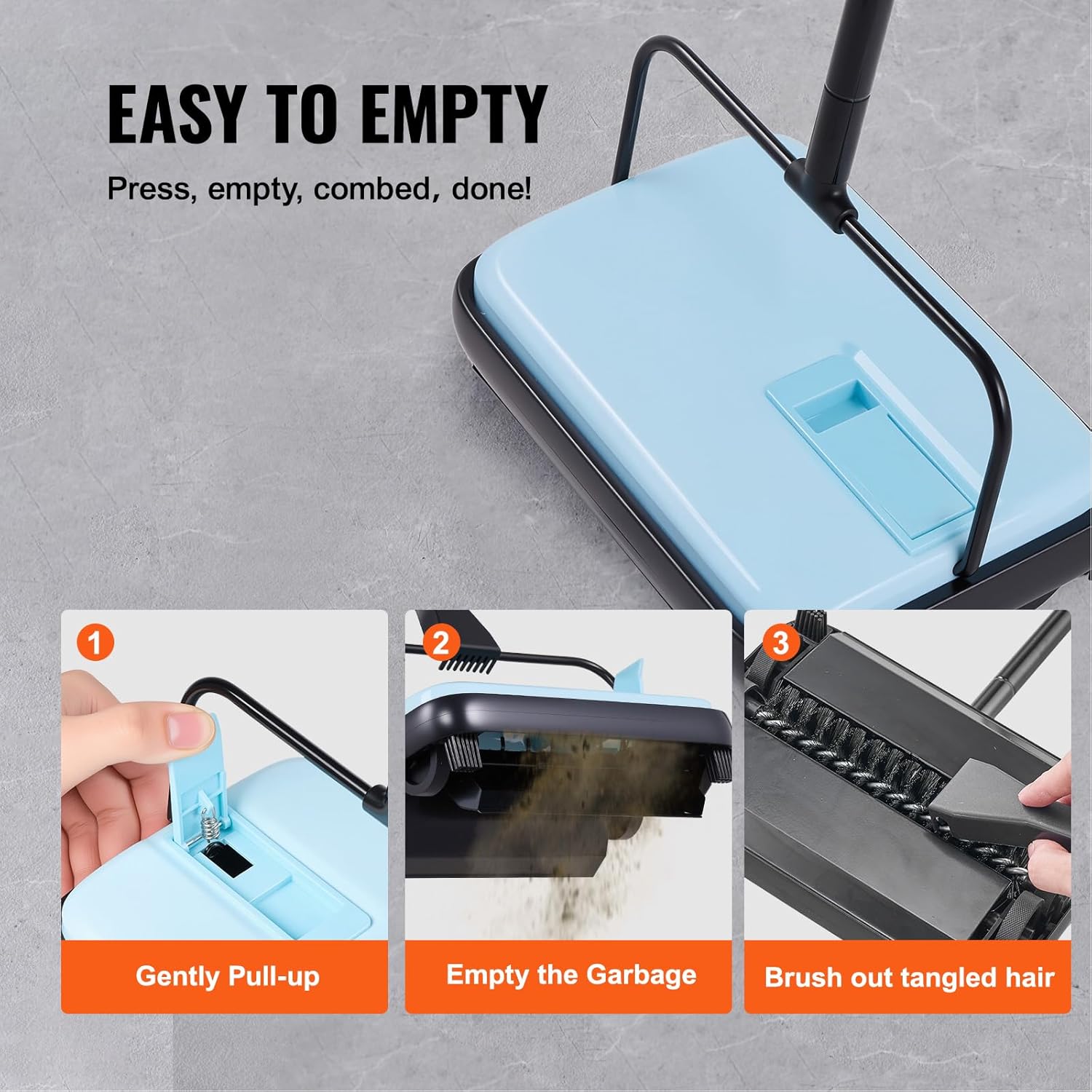 Happybuy Blue Manual Carpet Sweeper: A Compact Cleaning Powerhouse. Boasting a 300 - ml dustbin and a 6.7 - inch Cleaning Width, This Sweeper is Your go - to Solution for Keeping Home