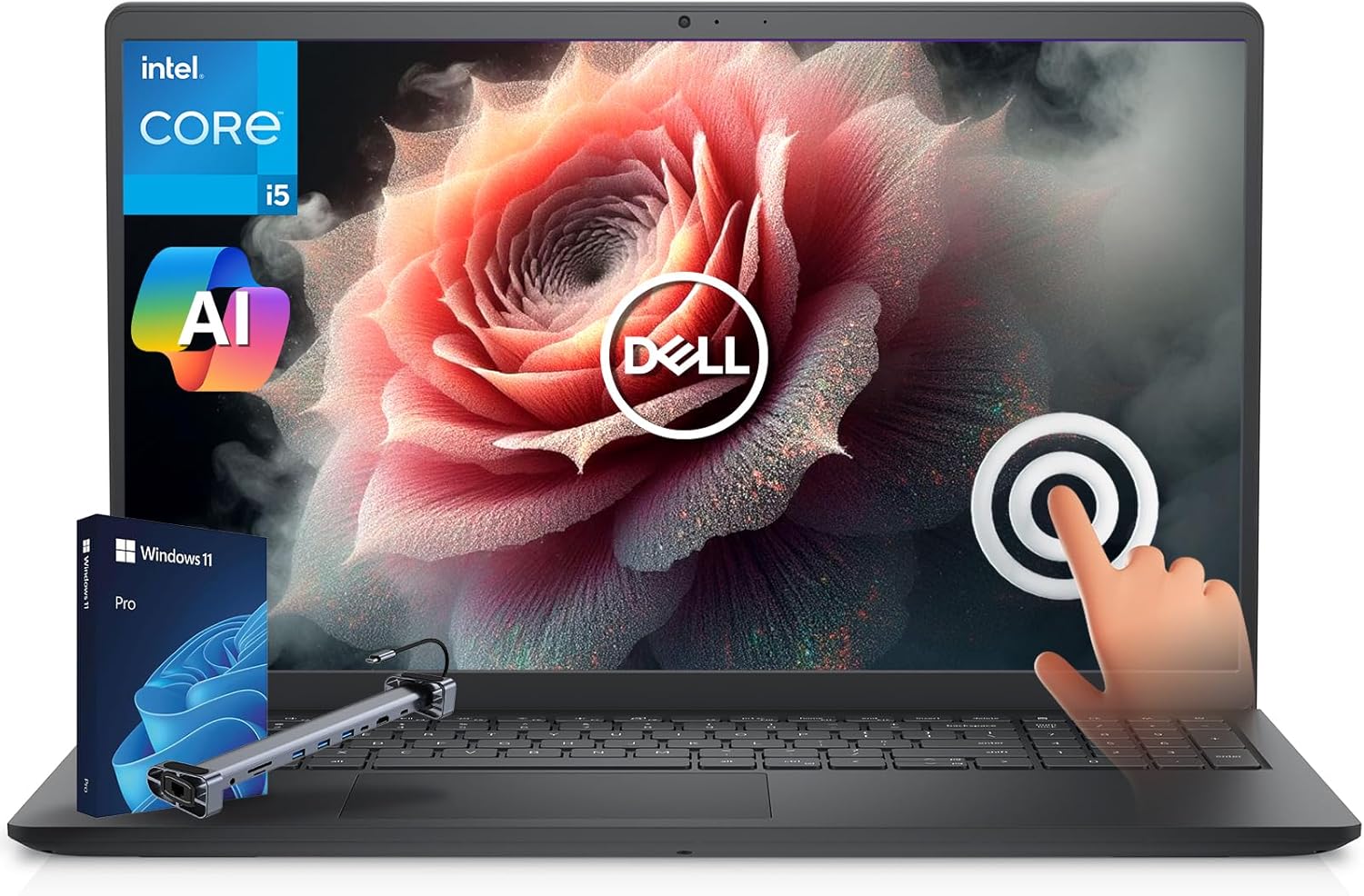 Product image of Dell Inspiron 15 3530 Touch Screen Laptop,15.6" FHD Business Laptop, Intel Core i5-1334U, 64GB Ram & 2TB SSD, Lifetime Win 11 Pro with 2 in 1 Expansion Dock and Laptop Stand