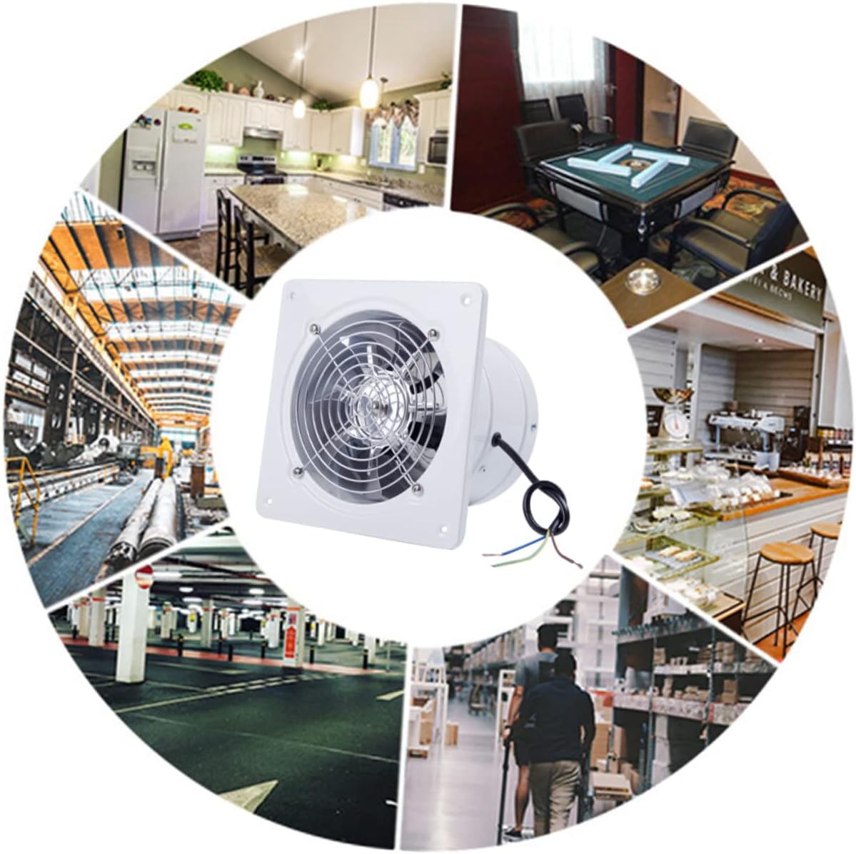 VILLCASE Exhaust Fan Ventilation Wall Mount Fan for Kitchen Bathroom Pure Wire Motor Quiet Operation