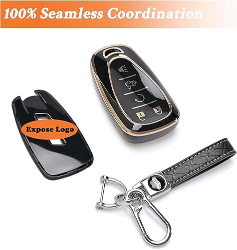 Miniatura 4 de Funda compatible con llavero Chevy  Funda para llavero compatible con Chevy Malibu Camaro Cruze Traverse Blazer Sonic Volt Bolt Equinox (negro)