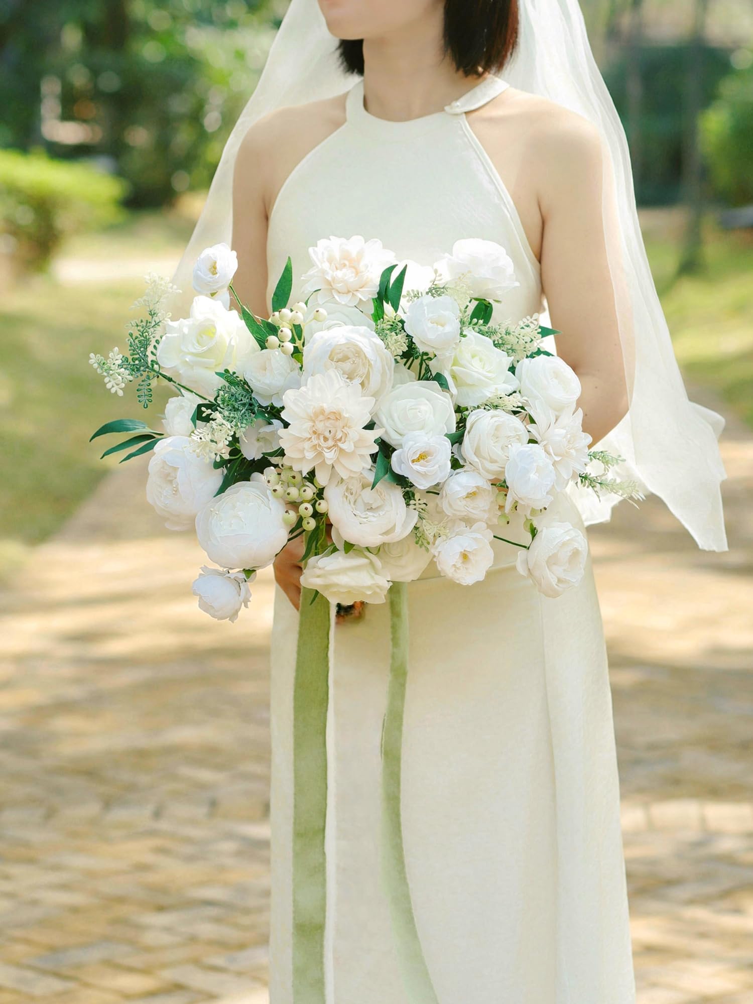 MISSPIN Set Di Fiori Artificiali Per Matrimoni, Bouquet Da Sposa