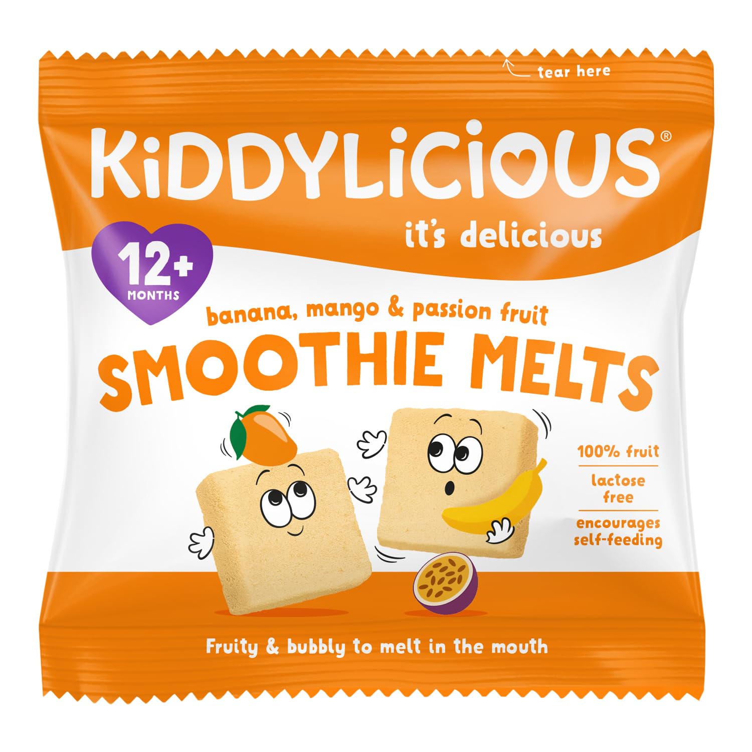 Banana, Mango & Passion Fruit Smoothie Melts, Delicious Snacks for Kids, Suitable for 12+ Months - 6g