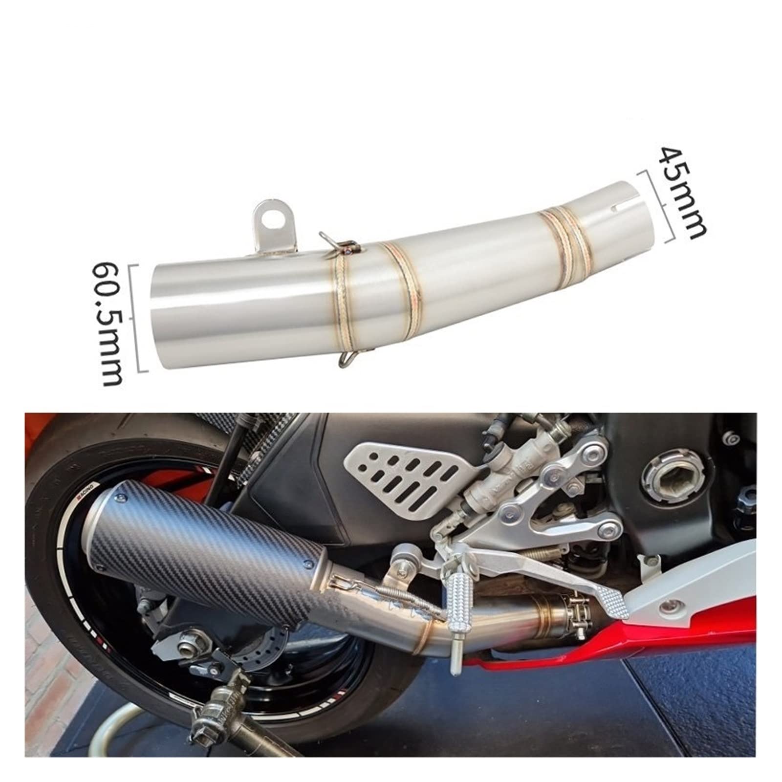 Escape Moto Tubo Deslizamiento para YZF R6 para YZF-6R 2006-2023 escape motocicleta tubo enlace medio modificado conexión silenciador 60mm Moto Tubo Escape Silenciador