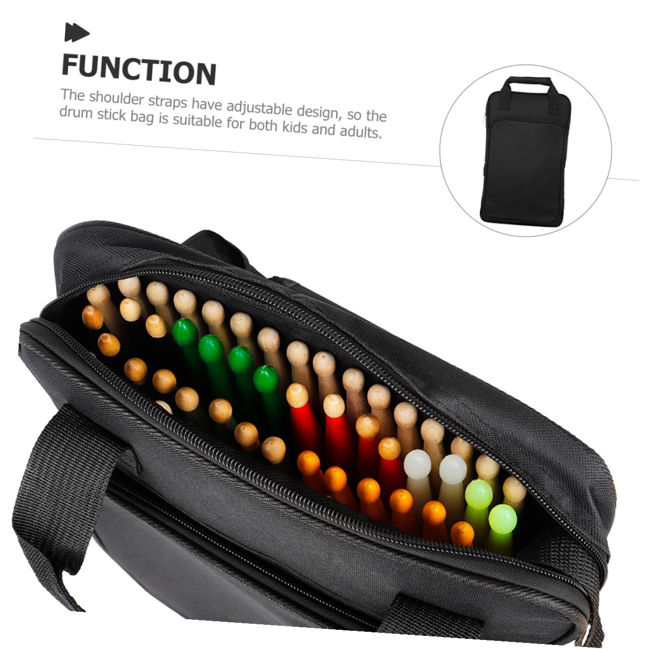 Bolsa para Baquetas de Percusión de Gran Capacidad Resistente Oxford Portátil con Correa de Hombro para Almacenamiento y Transporte Práctica y Escenario