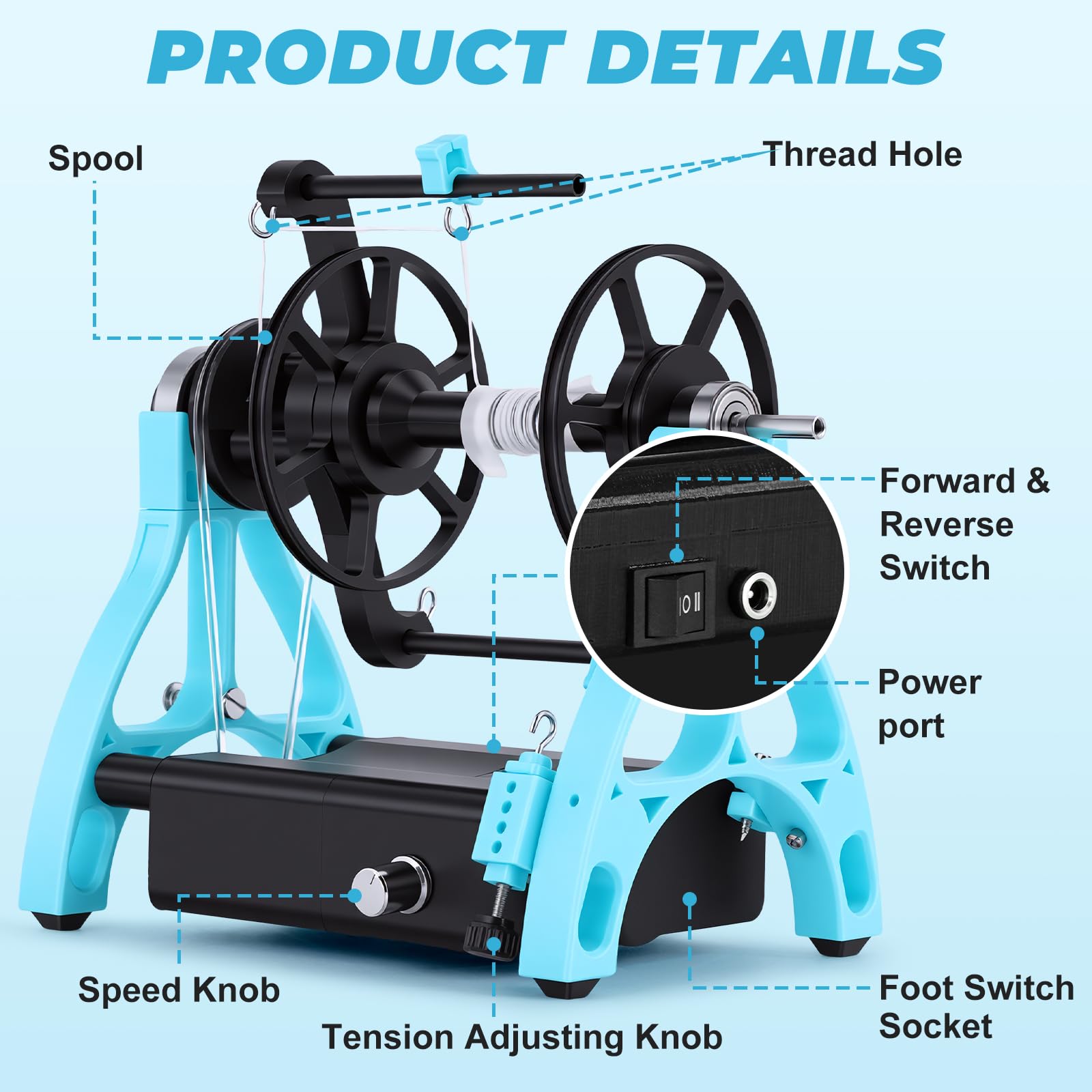 YUCHENGTECH Filatoio Elettrico 12V Mini Filatoio per Lana Elettrico con Controllo velocità Funzione avanti/Indietro per Lana, Cotone e Fibre Ideale per Creare Filati Artigianali