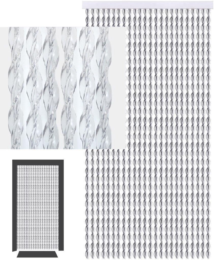 DEFACTODEFACTO Door Curtain 100 x 210 cm - Thread Glitter Hanging Curtain for Doors - Christall PVC Curtains, PVC Stripes, Glittery Shine - Made in Italy - Transparent