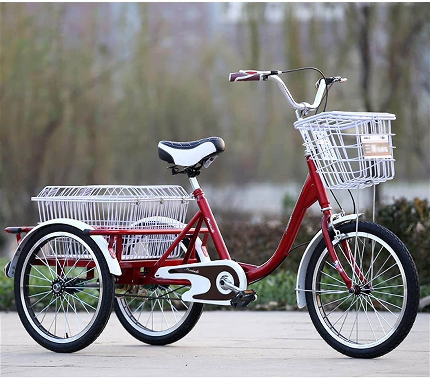 GRDDBZA Adult Tricycle - 3 Wheel Bikes for Adults Shopping Tricycle for Adult, 3 Wheel Bikes for Adults 20Inch 1 Speed Trikes with Large Basket for Recreation, Shopping, Exercise Men Women