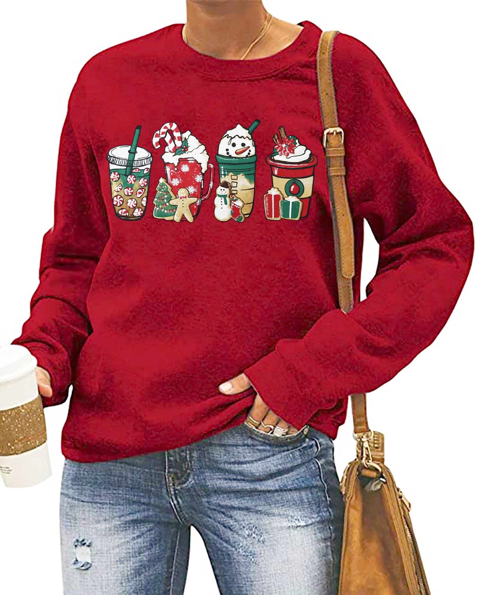 LAZYCHILD Christmas Tree Sweatshirt Women Merry Christmas Long Sleeve Shirt Pullover Top Xmas Holiday Sweatshirts