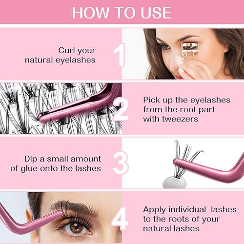 Miniatura 5 de 280 piezas de pestañas en grupo mixtas 10+20-D-9-16 mm mixtas 10D 20D con rizado C, pestañas inferiores, finas, póntelas tu misma en casa