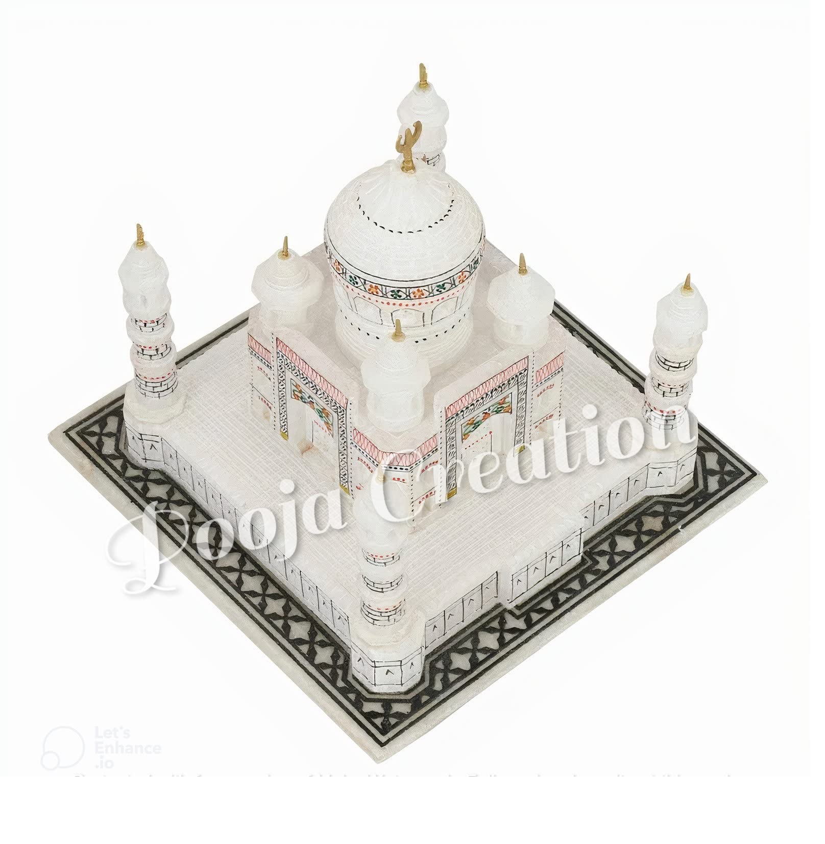 Pooja Creation White Marble Taj Mahal Best Item for Velentine, Anniversary, Birthday Gift for Your Love Ones & for Decorative Purpose Symbole of Love Decorative Showpiece 9 inch
