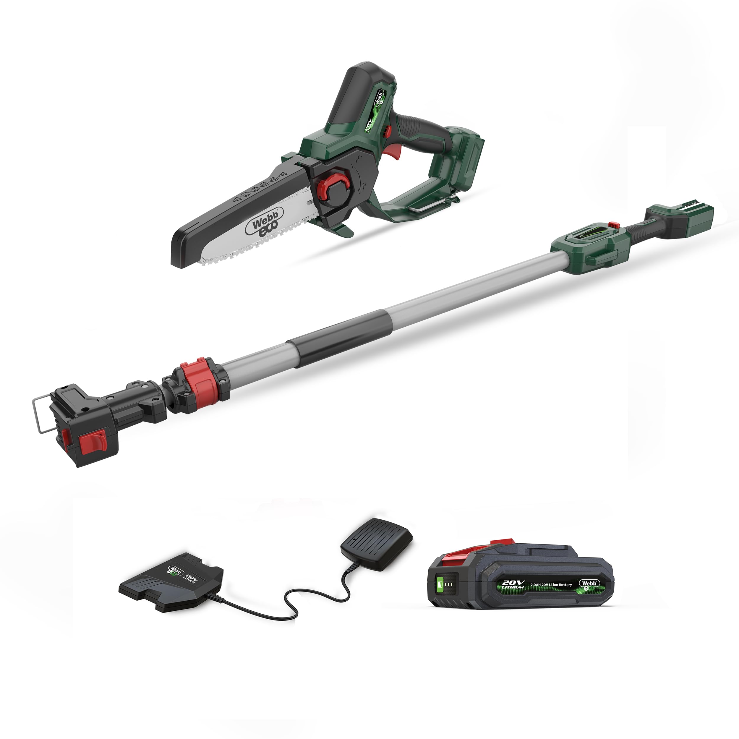 Webb Eco Wev20extps 20V Cordless Pruning Saw 150Mm With Extension Pole