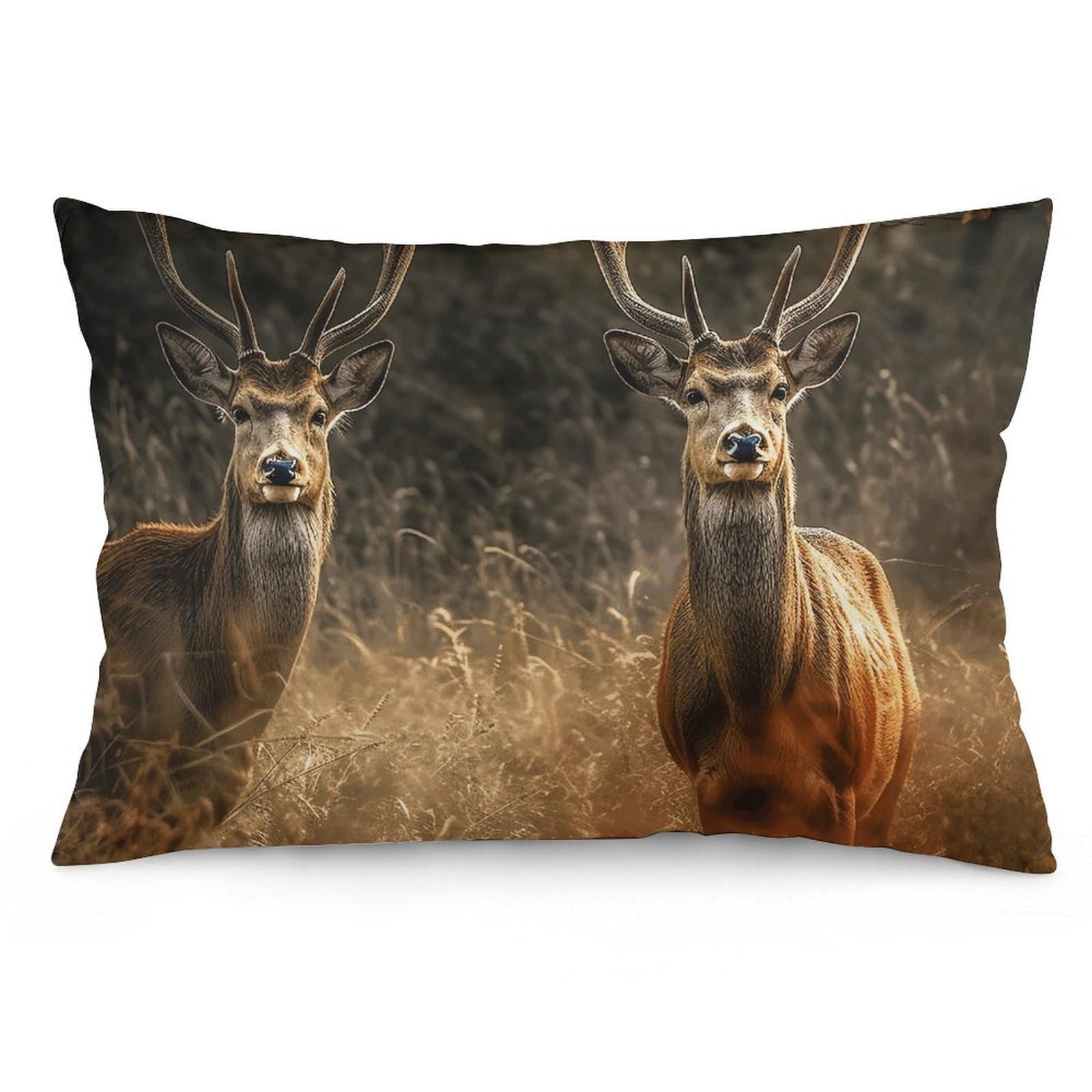 NONHAI 2 Pack Pillow Cases for Hair and Skin, Soft Breathable Pillow Case Covers with Hidden Zipper, Deer in Meadow Pillowcase 12 "x20 Pillow Covers for Sleeping Gift