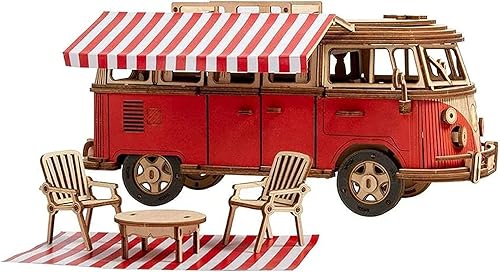 Rompecabezas mecánico de madera 3D, 242 piezas DIY 3D Camper Van Kit de construcción de modelo de madera, regalos de cumpleaños para niños,