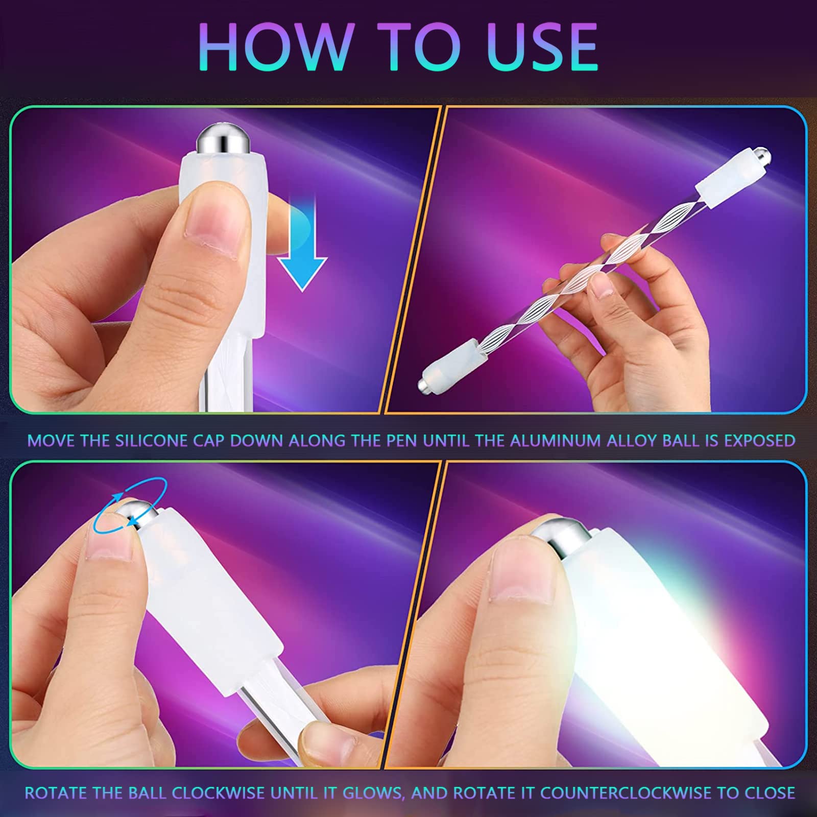 Zonon Penne Spinning LED 2 Pezzi | Penne Girevoli Antiscivolo Con Luci | Per Stress E Divertimento - Foto 3