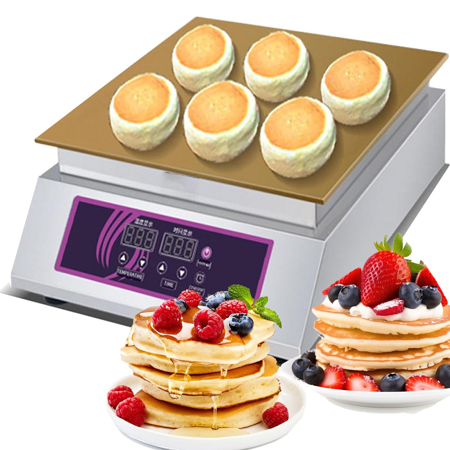 SKIHOT Commercial Pancake Souffle Maker,Electric Dorayaki Muffin Making Machine,Pancake Maker Non-stick Single Copper Plate Muffin Pancake Dorayaki Souffle Machine Single