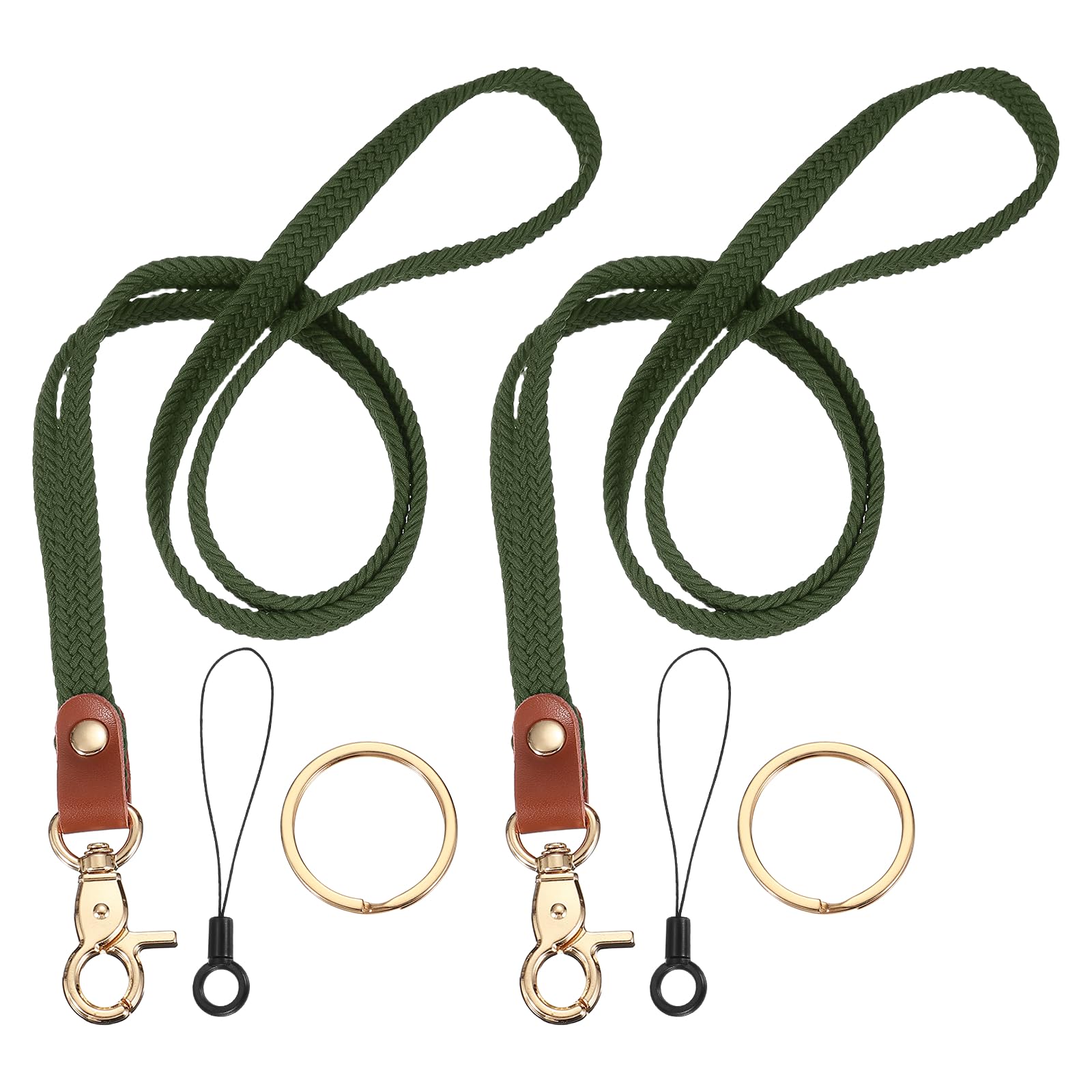 PATIKIL 2Pcs Stretchy Lanyards, Retractable Neck Lanyards with Lobster Clasp Elastic Long Keychain Holders for Teacher Women Men Holding Id Badges Wallet Phone, Army Green