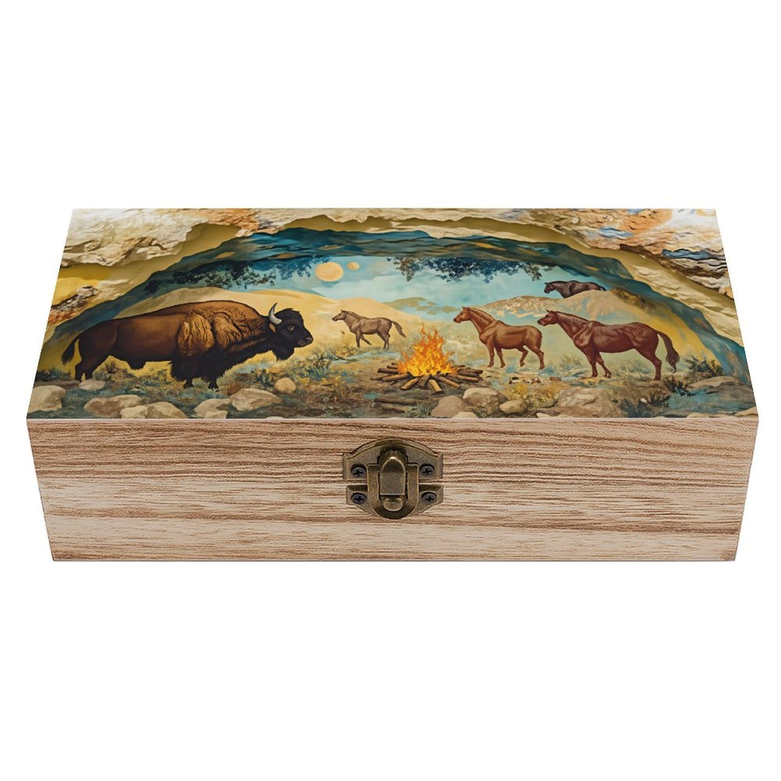 HLBSDM Ocean Whale Wooden Storage Box with Hinged Lid,Vintage Gift Box Natural Wood Keepsake Decorative Rustic Jewelry Box 7.9" L*3.9" W*2.3" H